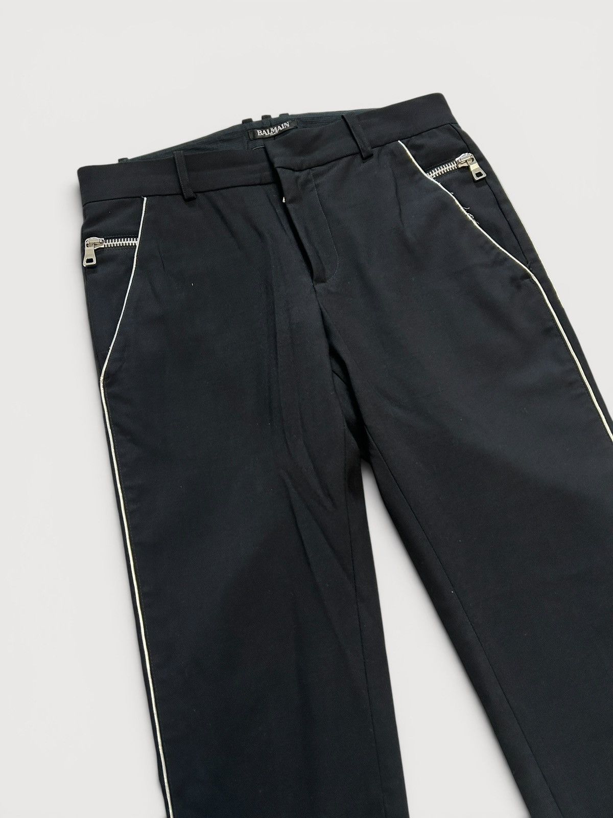 Balmain FW2018 Metallic Panel Zipped Tuxedo Wool Trousers Size US 30 / EU 46 - 3 Thumbnail