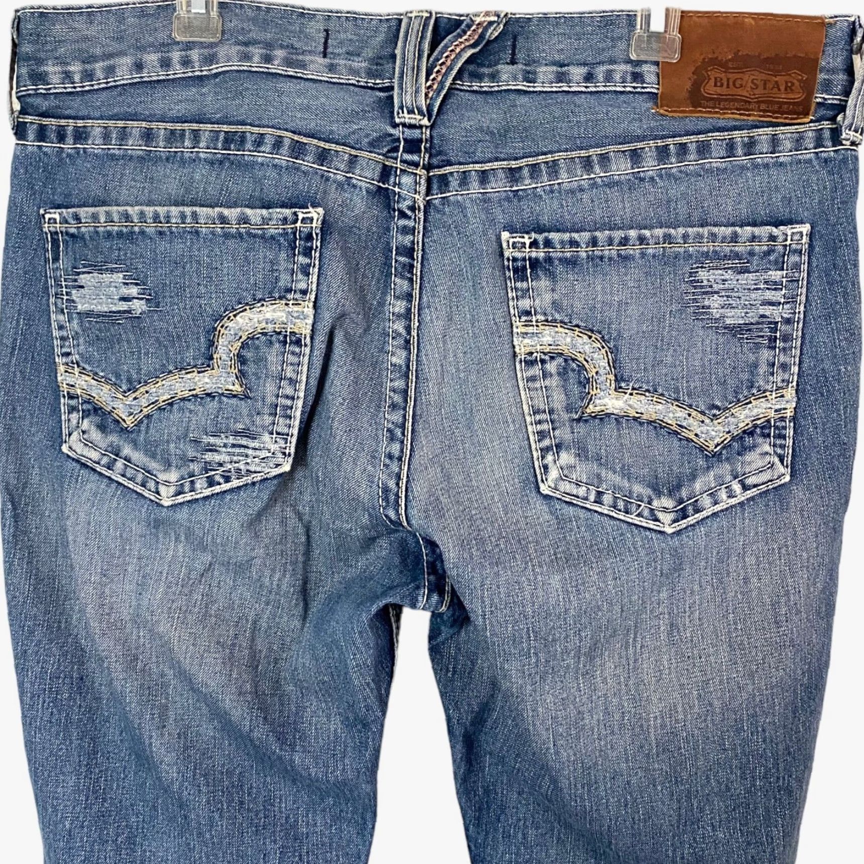 Denime VINTAGE Big Star Union Slim Straight Distressed Blue Jeans Mens 38L Denim 100% Cotton 33" Inseam Size US 38 / EU 54 - 6 Thumbnail