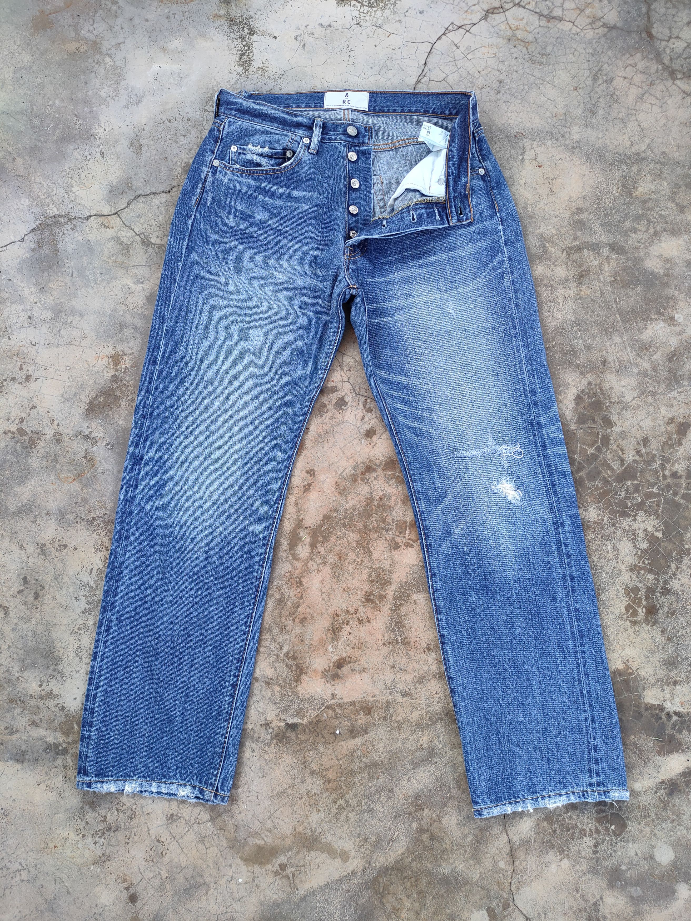 VINTAGE & RC FADED RIPPED JEANS DENIM PANTS