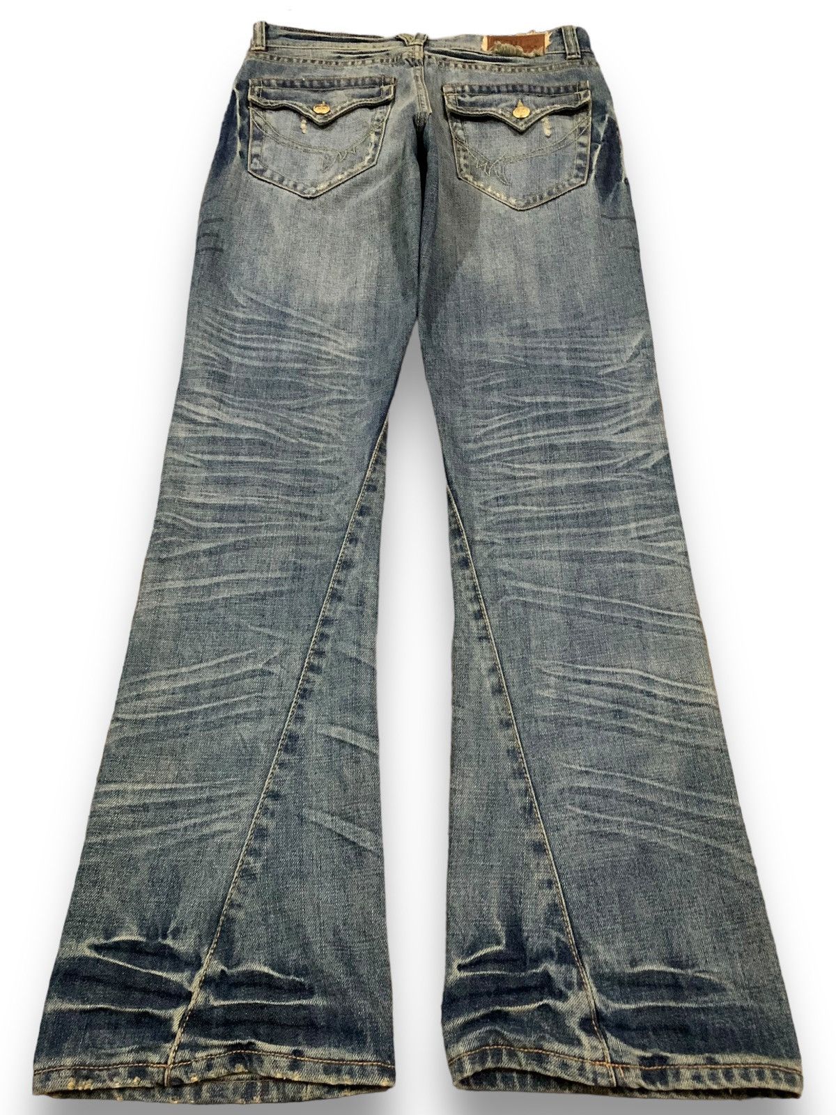 If Six Was Nine Vintage Snuff Mud Wash Splatter Flare Distressed Punk Jeans Size US 32 / EU 48 - 2 Thumbnail