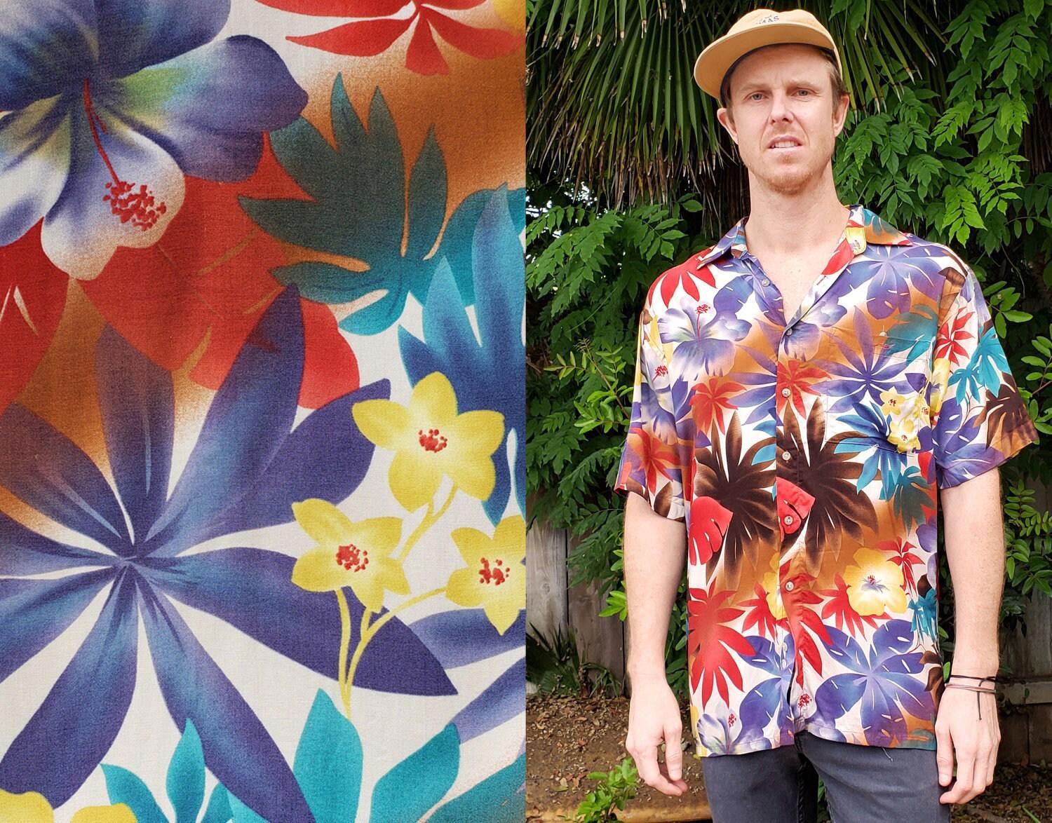 Designer Vintage Mens Party Button 90s relaxed button down up Floral Size US M / EU 48-50 / 2 - 1 Thumbnail