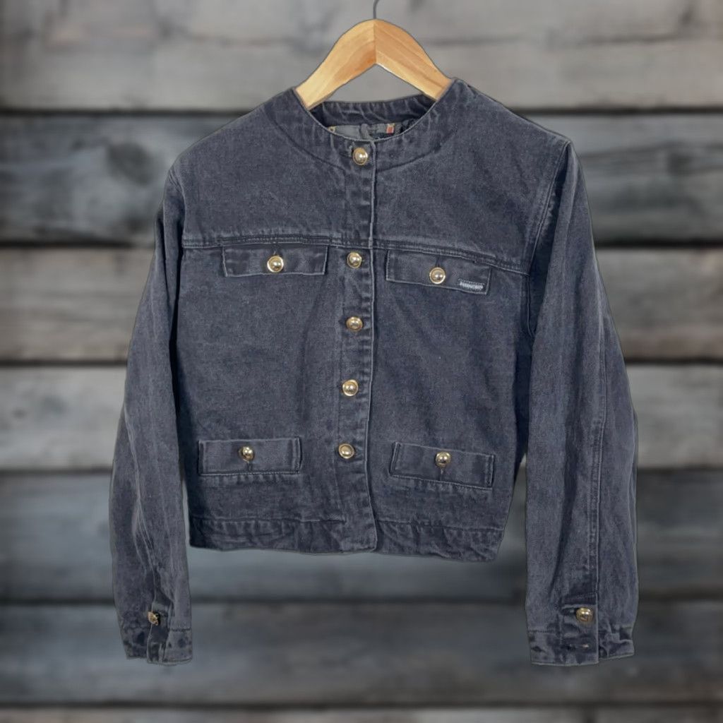 Jordache Vintage Jordache Concepts Jean Jacket Women's Large Black Denim Boxy Fit Trucker Shirt Size 36" / US 14 / IT 50 - 1 Thumbnail