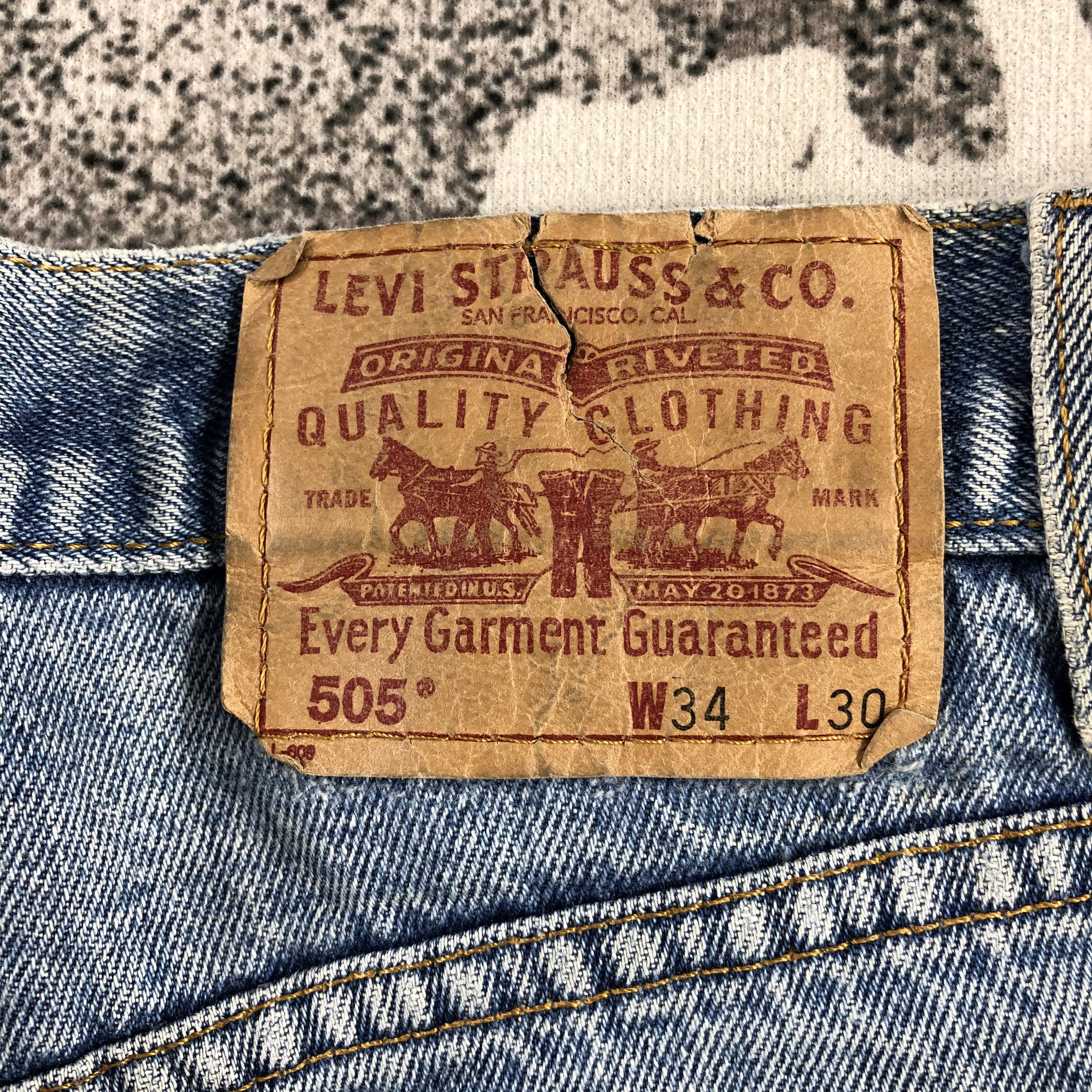 Levi's Vintage 90s Levis 505 Jeans Dirty Faded Blue Denim KJ807 Size US 34 / EU 50 - 5 Thumbnail