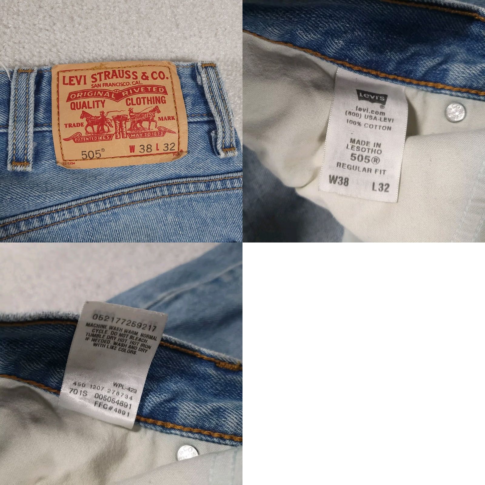 Levi's VINTAGE Levi's 505 Jeans Straight Men's 38x34 Grunge Blue Blue Jeans Regular Fit 5-Pocket Denim Belt Loops Zipper Button Straight Leg Casual Mens Size US 38 / EU 54 - 10 Thumbnail