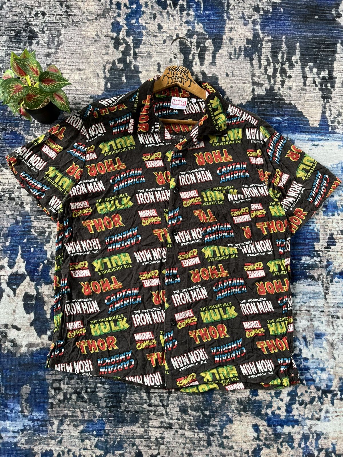 DC Comics × Marvel Comics RARE Marvel Full Print Shirt Button Up Rayon Size US L / EU 52-54 / 3 - 2 Thumbnail