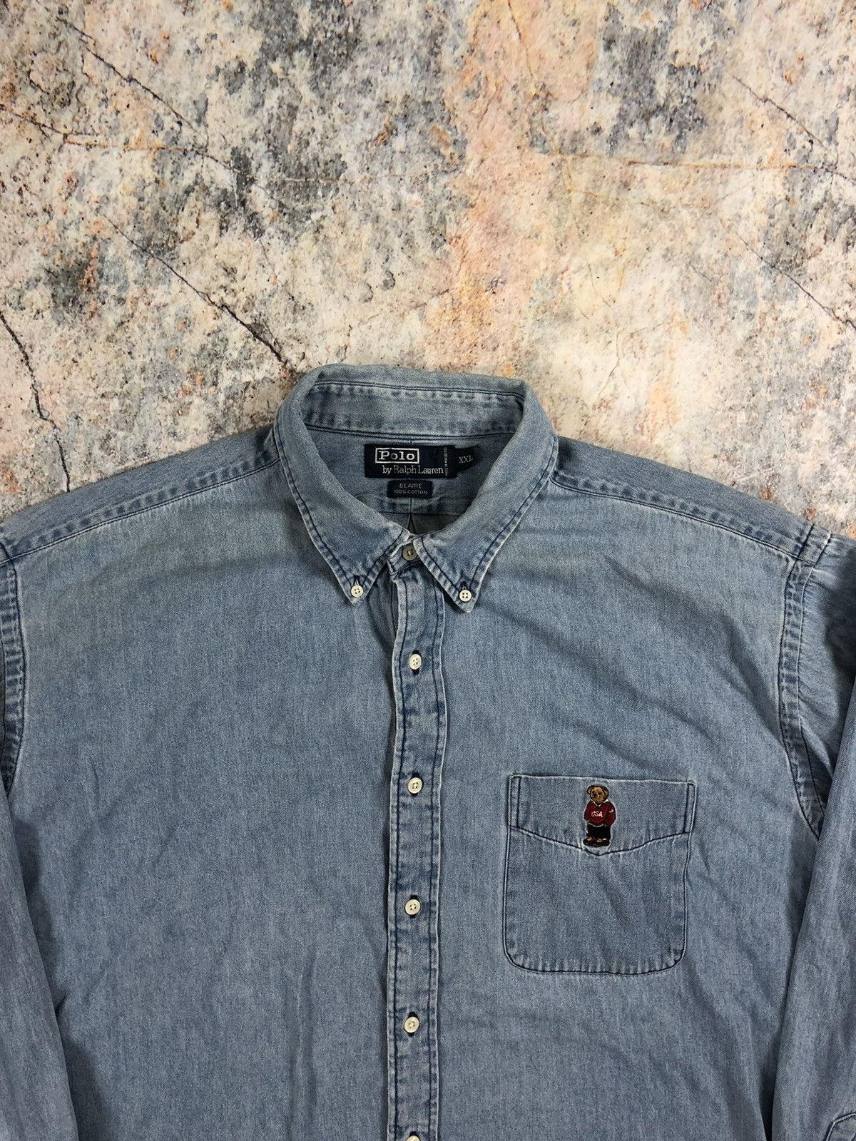 Polo Ralph Lauren × Vintage Polo Ralph Lauren vintage bear denim shirt Size US XXL / EU 58 / 5 - 3 Thumbnail