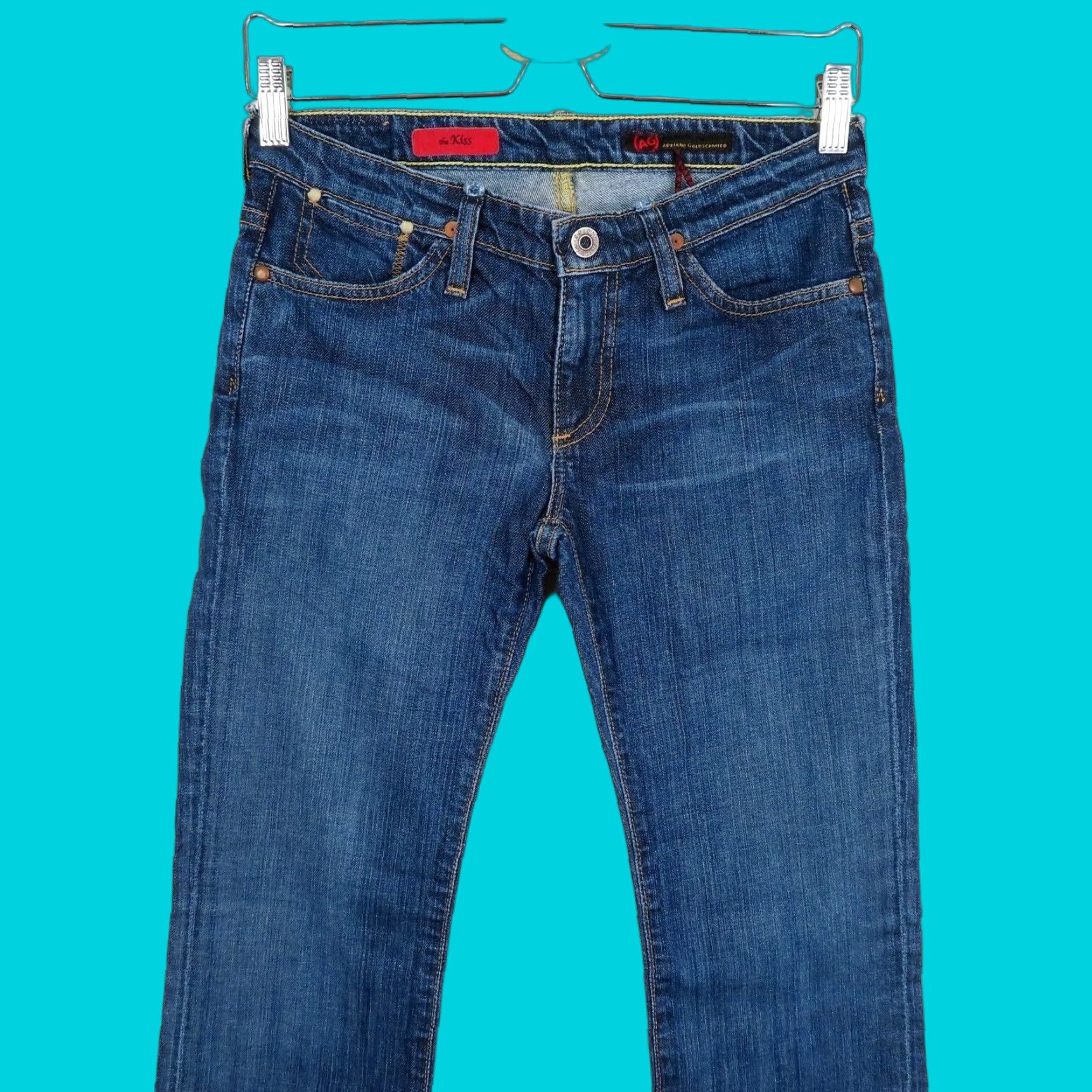 Denime VINTAGE? No. AG Adriano Goldschmied Women Jeans The Kiss Slim Straight Blue Denim 26 Regular Straight 5-Pocket Womens Mens etc Size 26" / US 2 / IT 38 - 1 Thumbnail