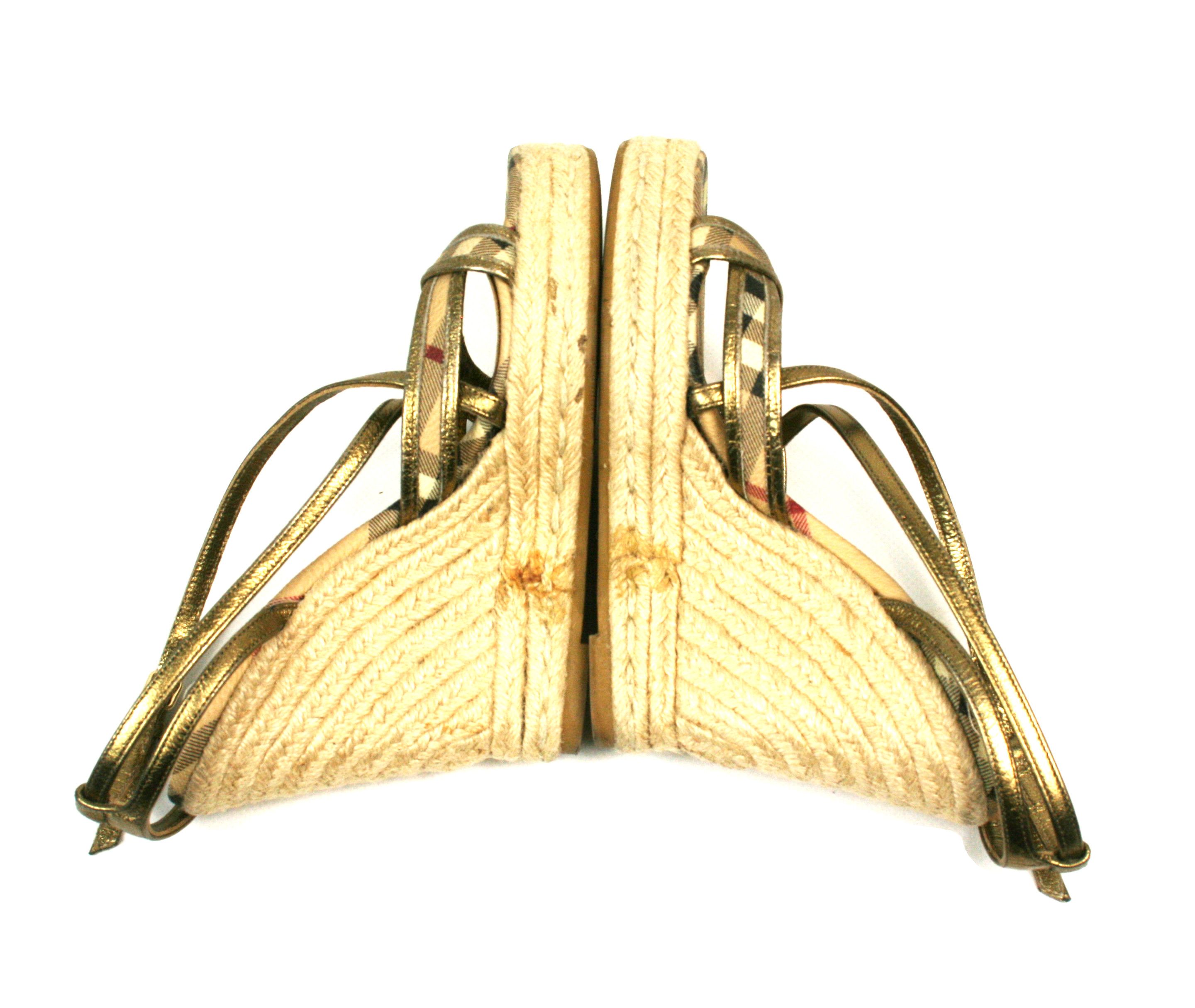 Burberry Nova Check Espadrilles Wedge Sandals Size US 6 / IT 36 - 7 Thumbnail
