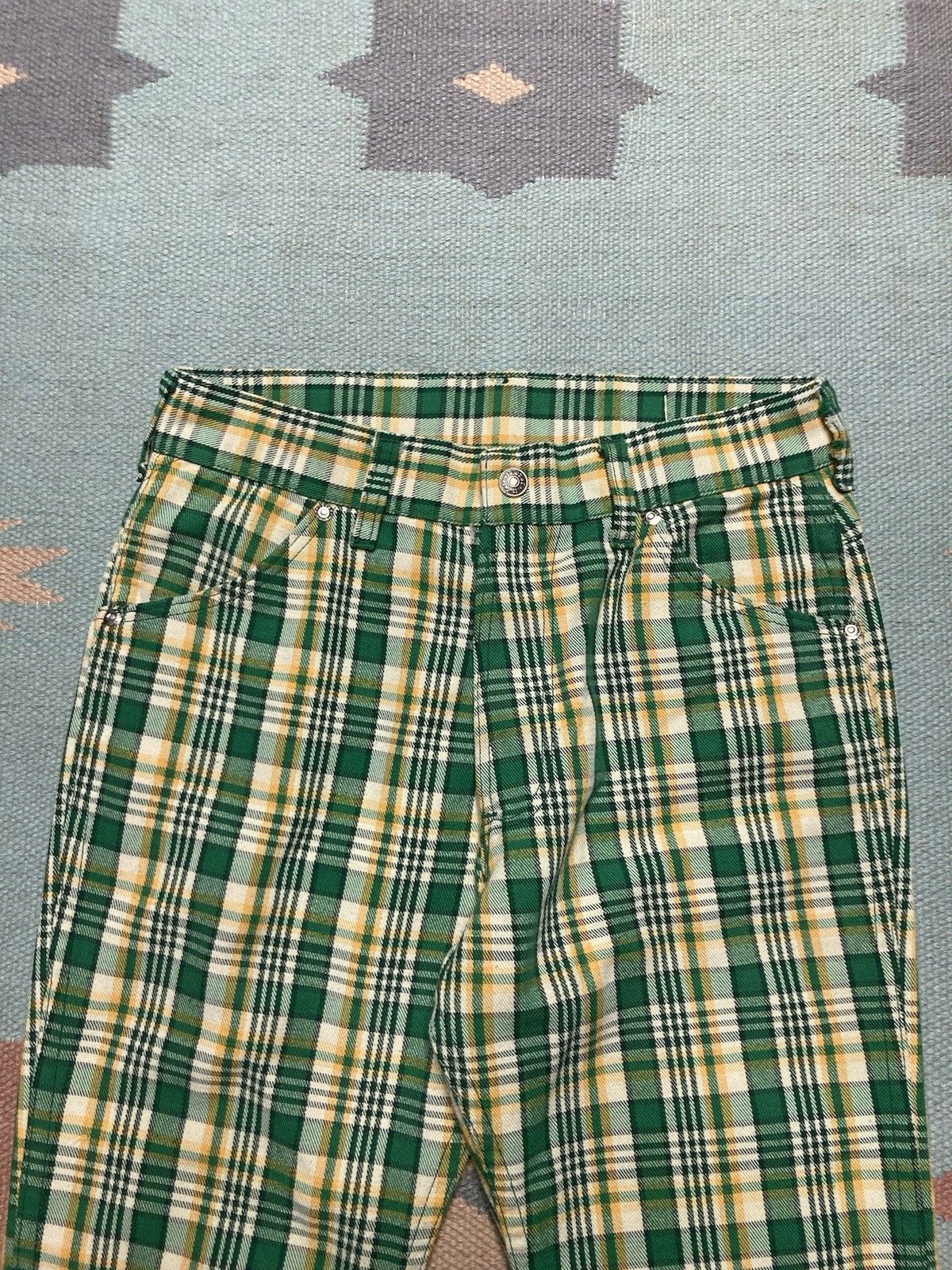 Sears × Vintage 1970s sears flare pants toughskins plaid wide hippie16 27x27 Size 27" / US 4 / IT 40 - 3 Thumbnail