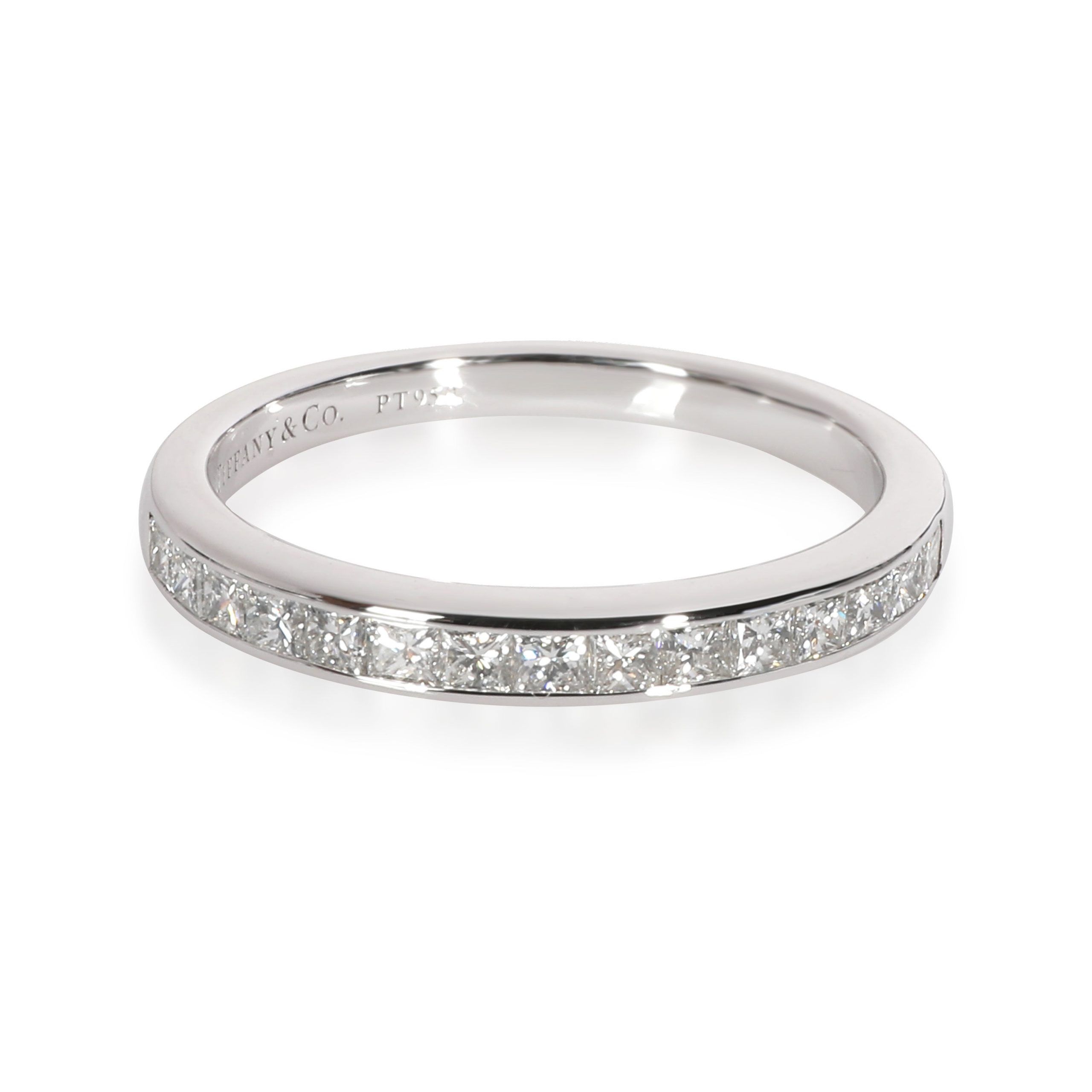 image of Tiffany Co Tiffany & Co. Channel Set Princess Diamond Wedding Band In Platinum 0.5 Ctw in Silver, W