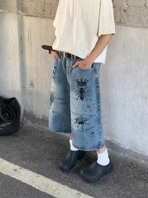 Japanese Brand Mizuho x Reiko graffiti insect pattern baggy denim shorts Size US 32 / EU 48 - 5 Thumbnail
