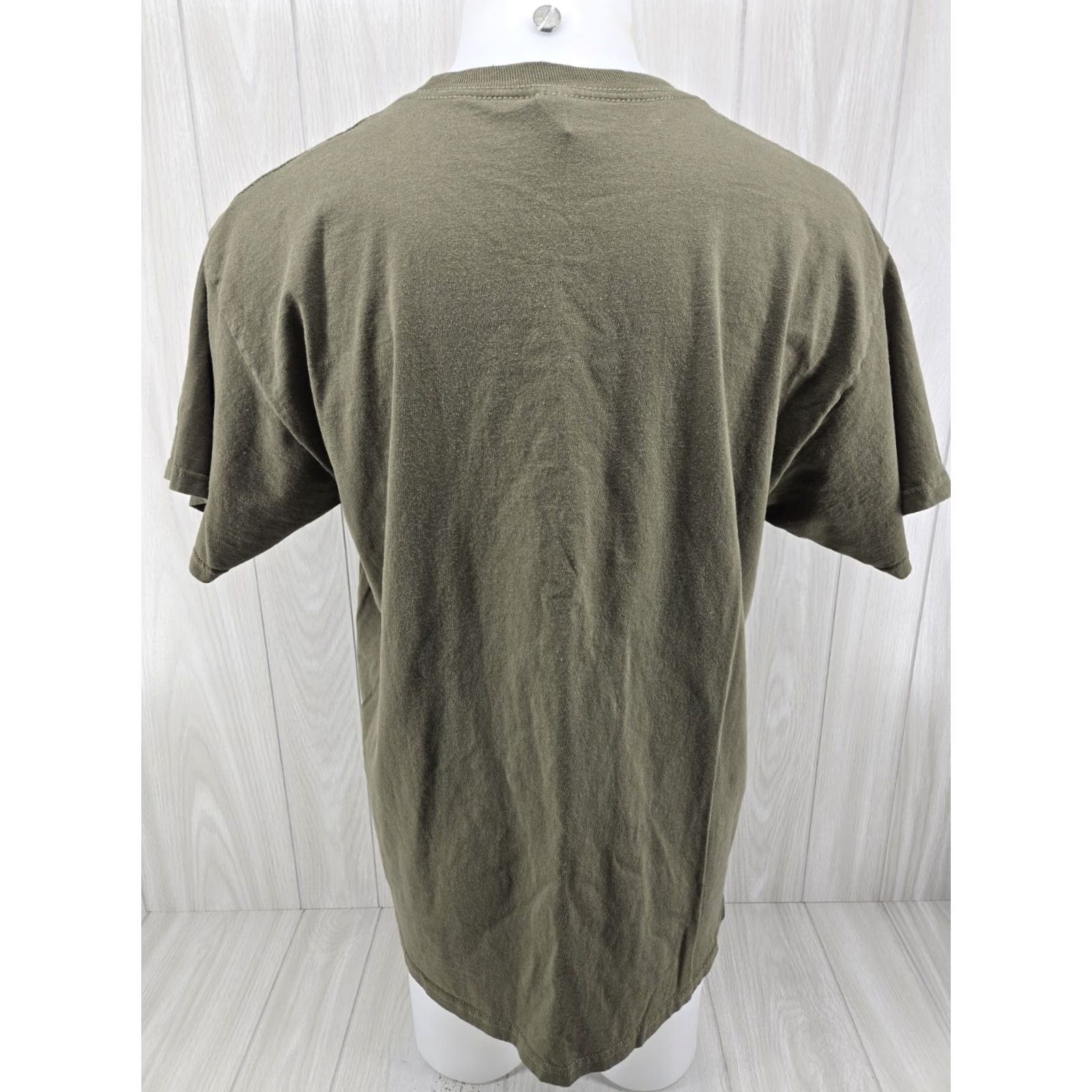Vintage VINTAGE Land Of The Free Because Of The Brave XL Olive Green Tank Graphic T Shirt Size US XL / EU 56 / 4 - 7 Thumbnail