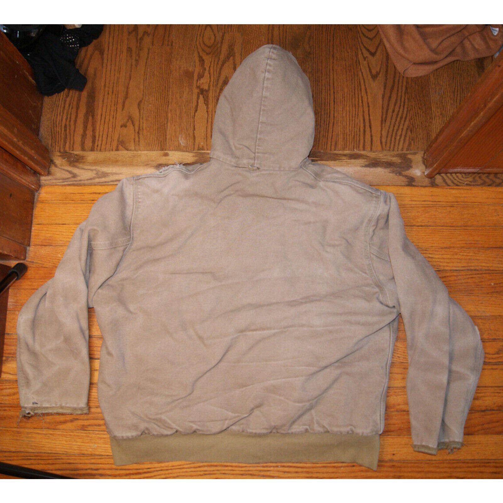 Carhartt VTG Carhartt Hooded Fleece Lined Canvas Coat XL Distress USA Size US XL / EU 56 / 4 - 3 Thumbnail