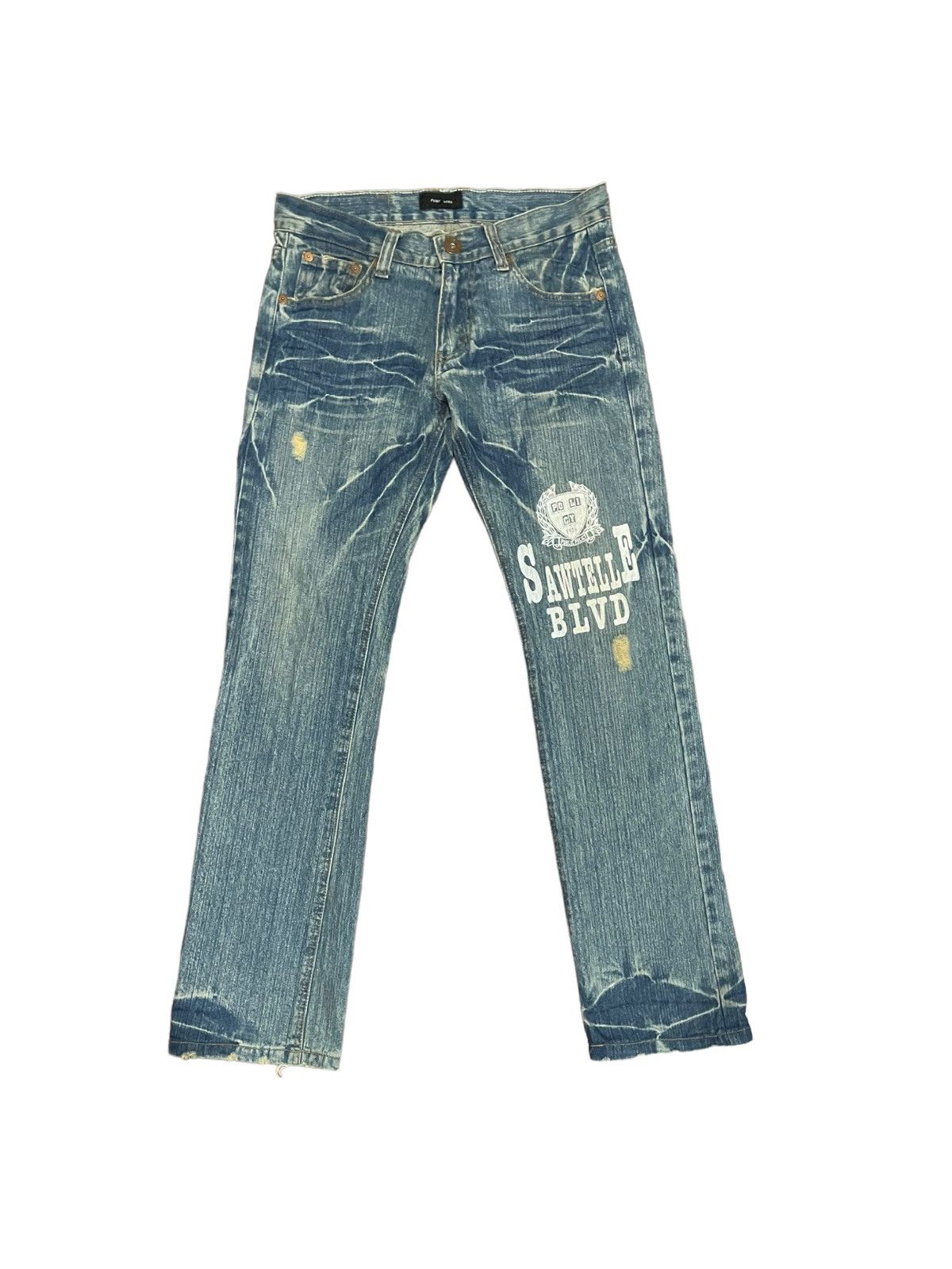 image of Distressed Denim Japanese Point Loma Sawtelle Blvd Stonewash Jeans in Blue, Men's (Size 32)