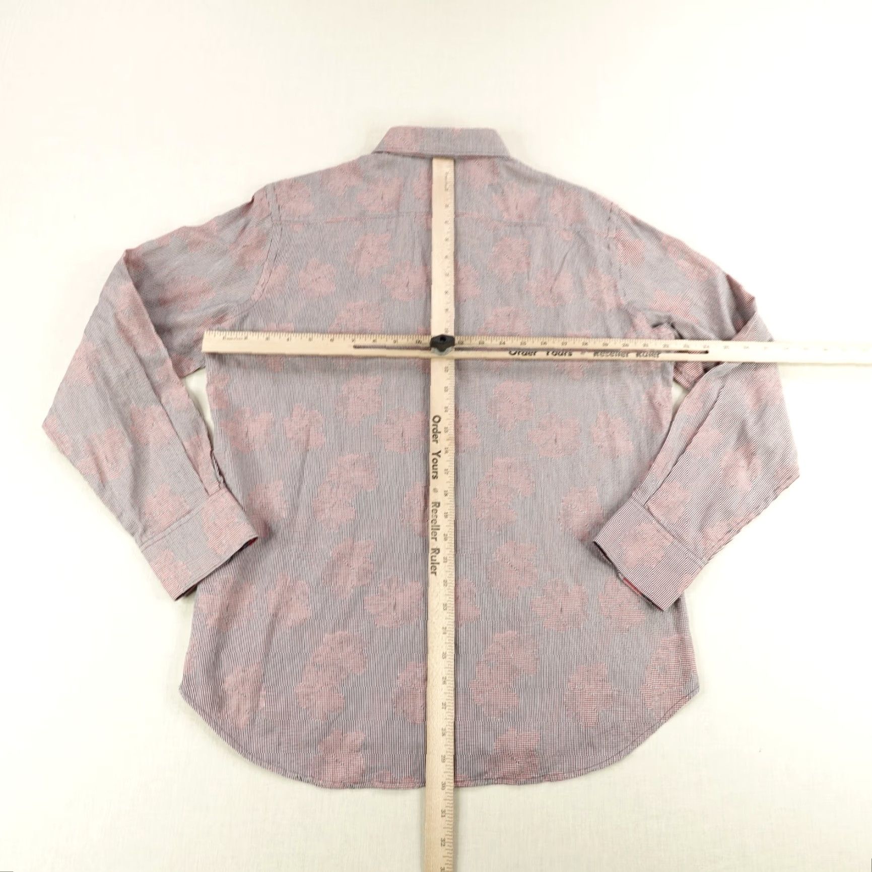 Robert Graham Robert Graham Shirt Mens Medium Red Gray Floral Flip Cuffs Button Up Gingham Size US M / EU 48-50 / 2 - 7 Thumbnail