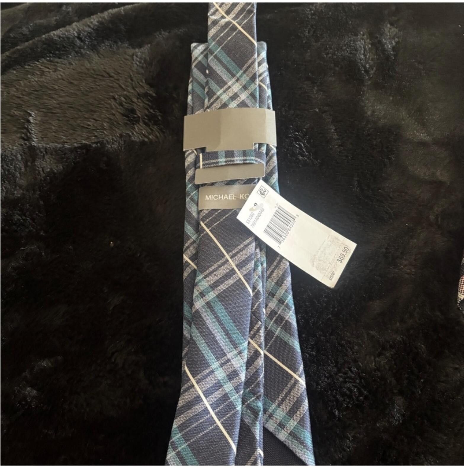 Michael Kors ( Michael Kors) Men's Blue Plaid Tie Size ONE SIZE - 3 Thumbnail