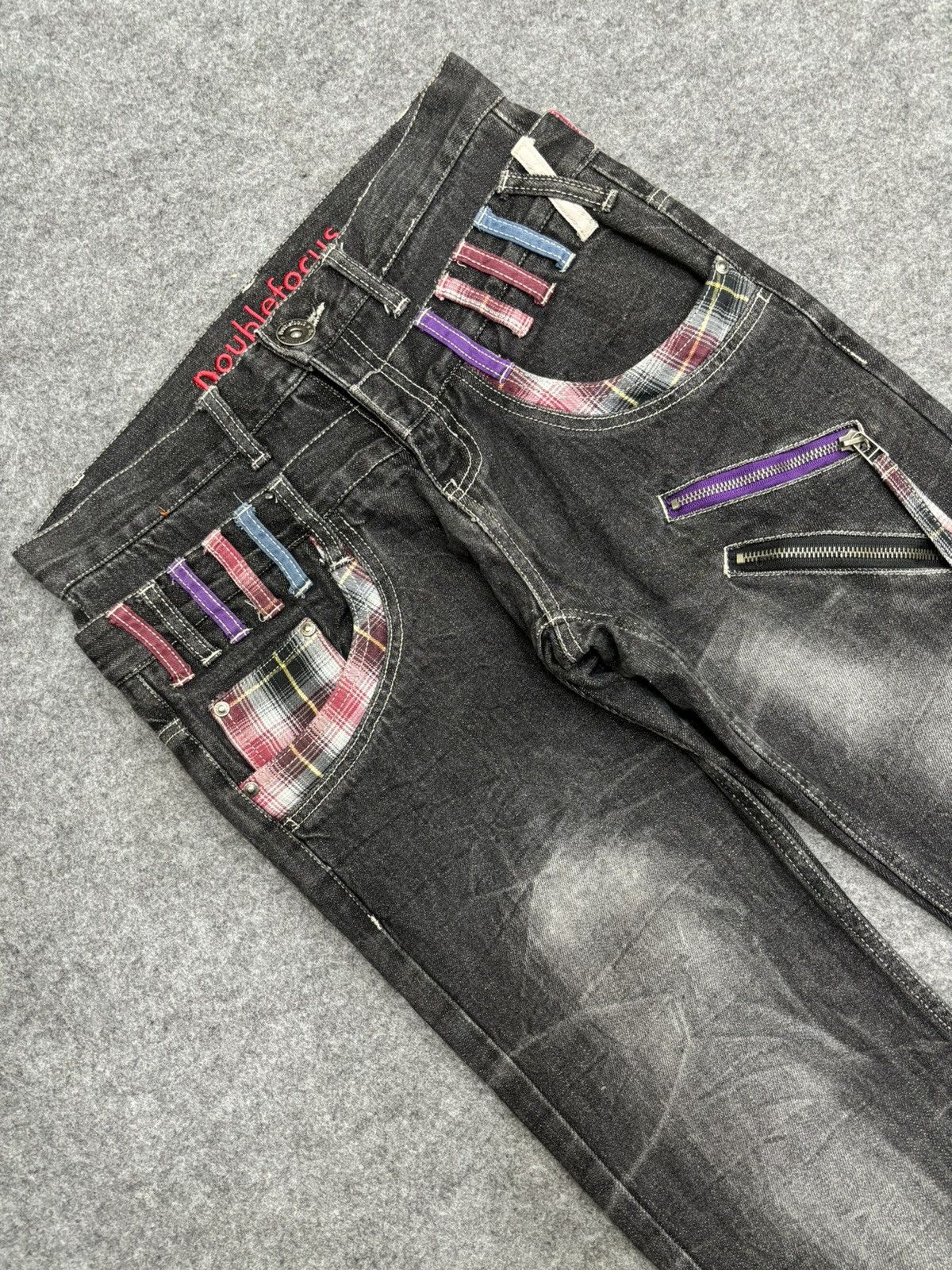 Japanese Brand 💥Doubel Waist💥Sick Japan Style Zipper Stonewash Denim F519 Size US 31 - 9 Thumbnail