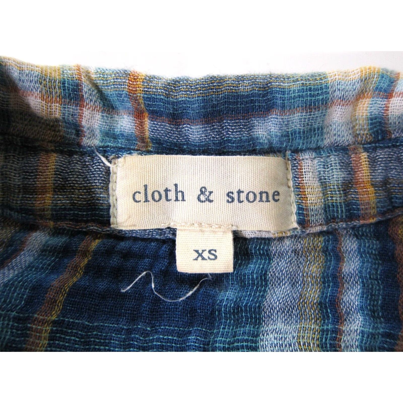 CLOT Cloth & Stone 100% Cotton Blue Yellow Plaid Button Long Sleeve Blouse XS Size XS / US 0-2 / IT 36-38 - 4 Thumbnail