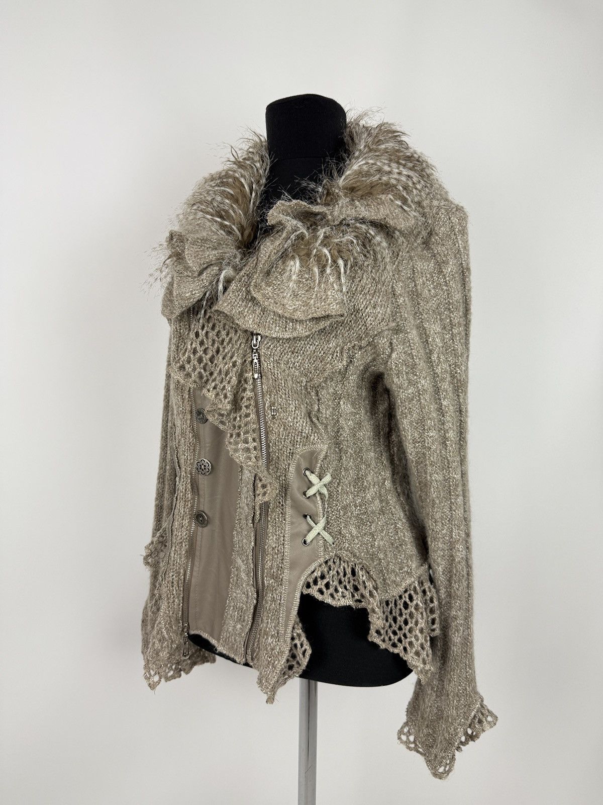 Y2K Vintage Juju&Christine Faux Fur Corset Zip Cardigan