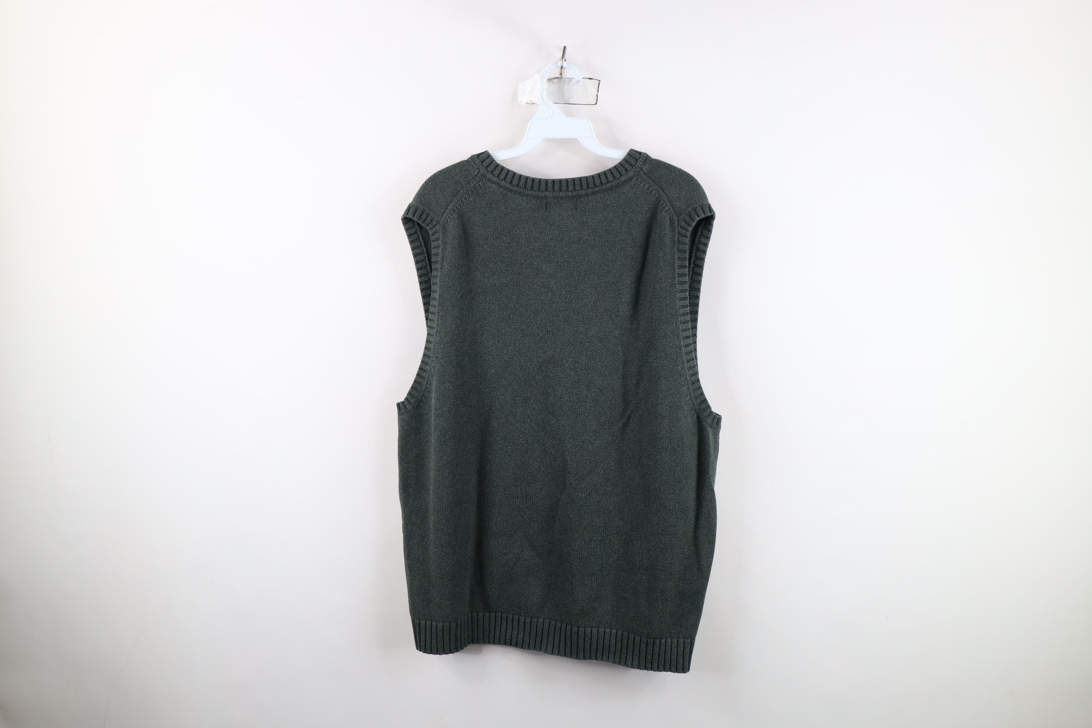 L.L. Bean Vintage 90s LL Bean Cotton Knit V-Neck Sweater Vest Green Size US L / EU 52-54 / 3 - 9 Thumbnail