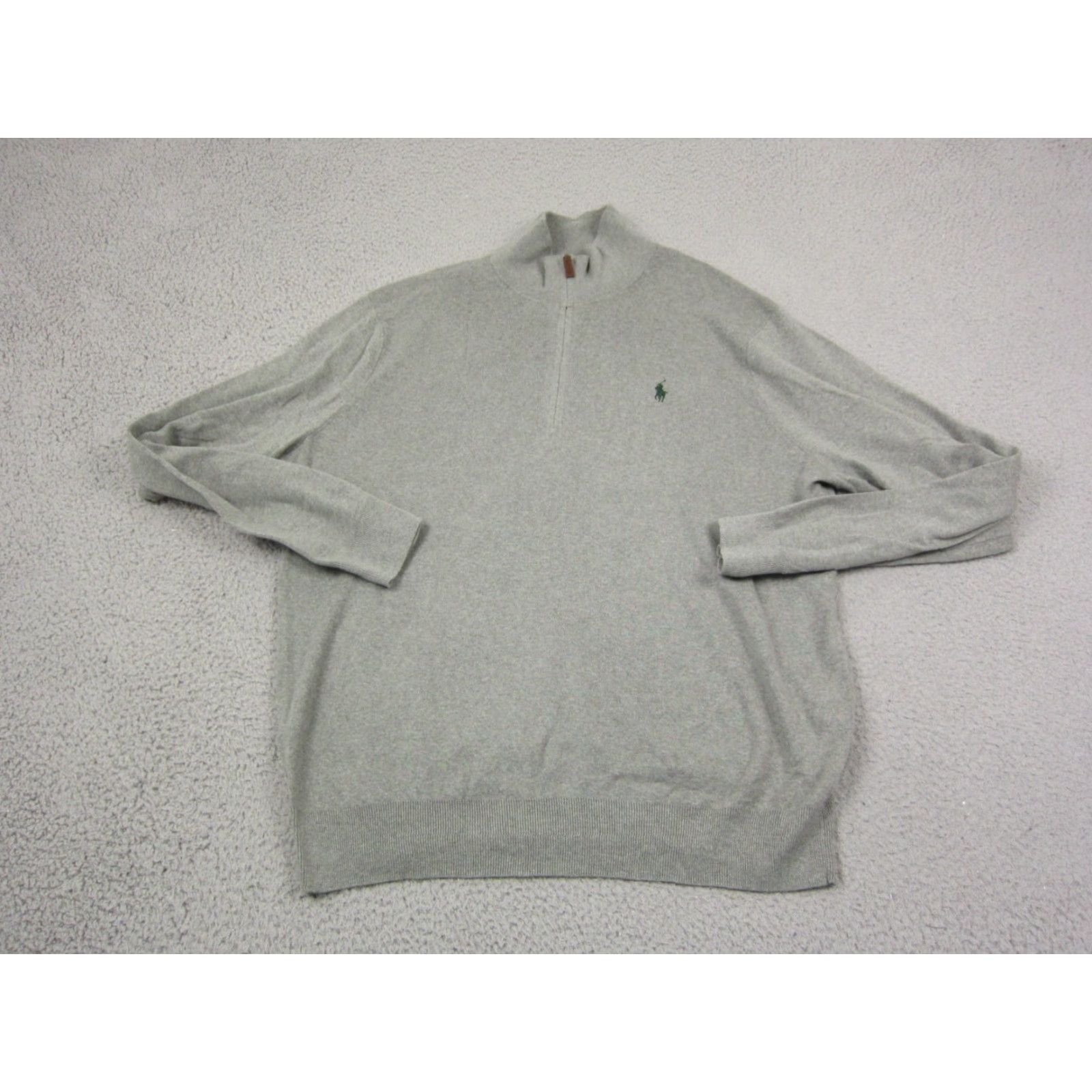 Polo Ralph Lauren Polo Ralph Lauren Sweater Adult 2XL Gray Green Pony 1/4 Zip Mens Pima Cotton Size US XXL / EU 58 / 5 - 2 Thumbnail