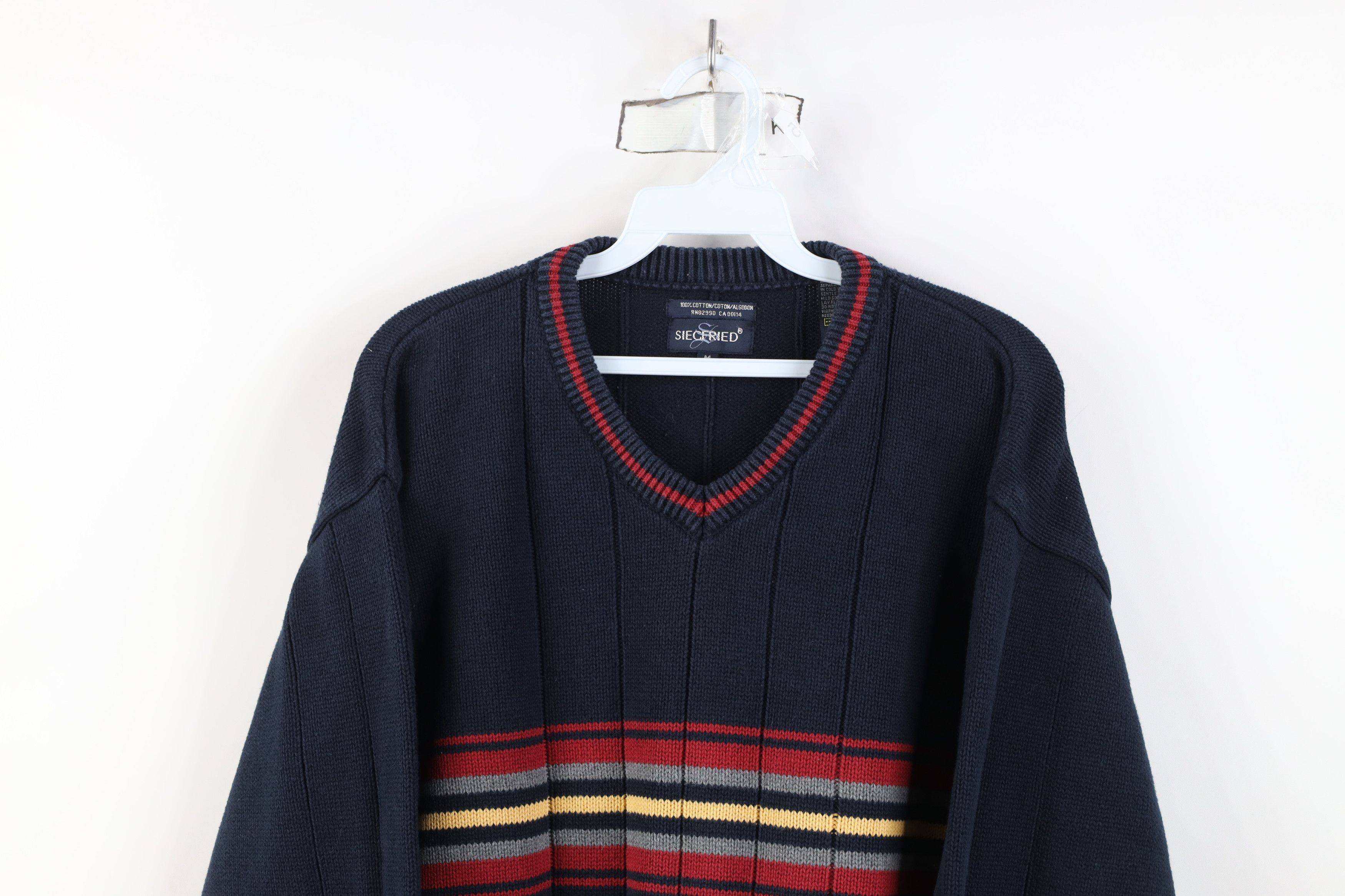 Vintage Vintage 90s Streetwear Cotton Ribbed Knit V-Neck Sweater Size US M / EU 48-50 / 2 - 2 Thumbnail