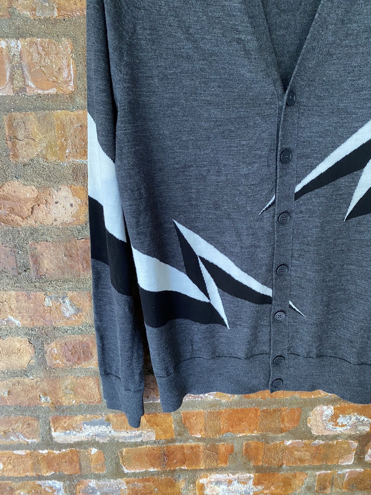 Japanese Brand × Neil Barrett 2000s Neil Barrett Iconic 3D lighting wool cardigan Size US M / EU 48-50 / 2 - 6 Thumbnail