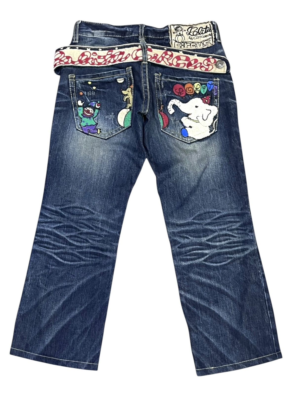 Vintage Lolita Circus Bold Embroidery Exotic Denim Cropped 3 Quarter Size 26" / US 2 / IT 38 - 2 Thumbnail