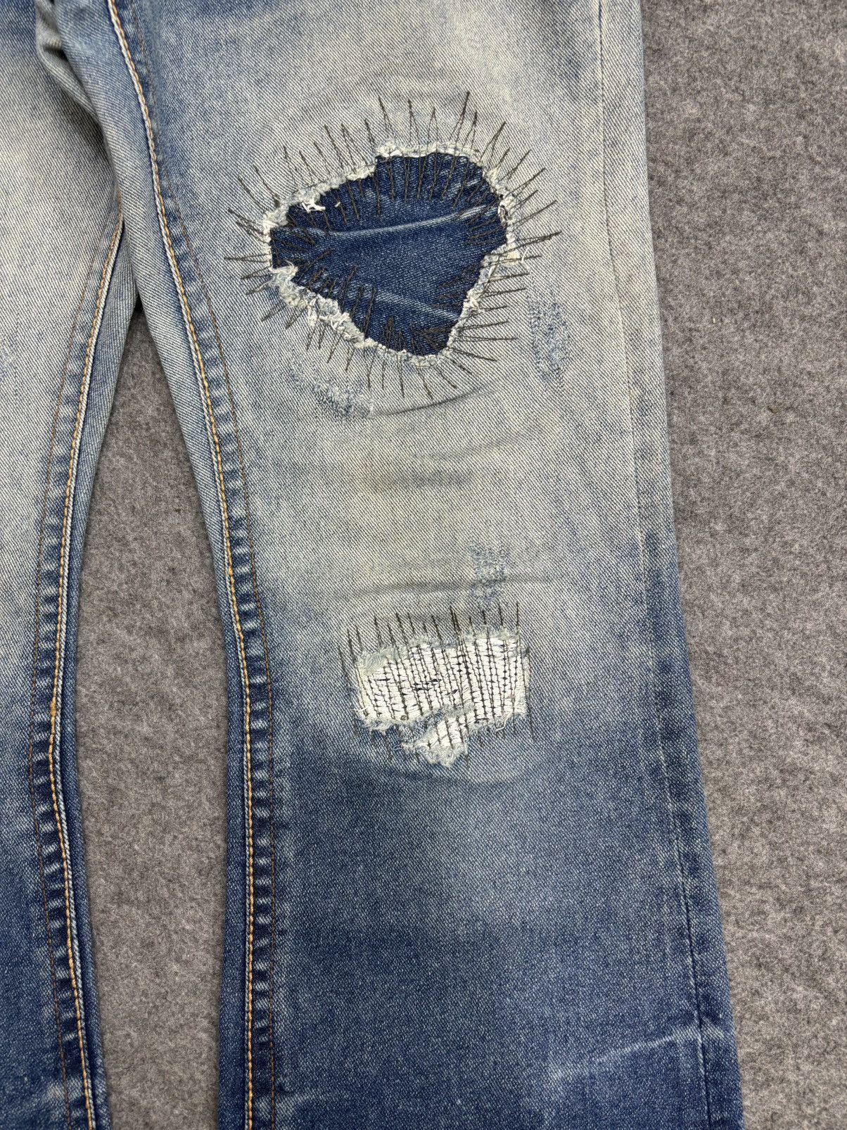 Seditionaries 💥Sick Super Flare Patchwork💥Icom Distressed Denim F596 Size US 34 / EU 50 - 6 Thumbnail