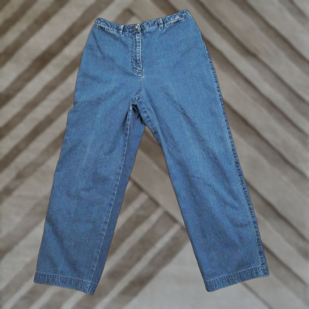 Vintage VINTAGE Goddess Jeans Womens 10P 10 Petite Blue Cropped Wide Leg Denim 90s 5-Pocket Womens Jeans Size 27" / US 4 / IT 40 - 1 Thumbnail