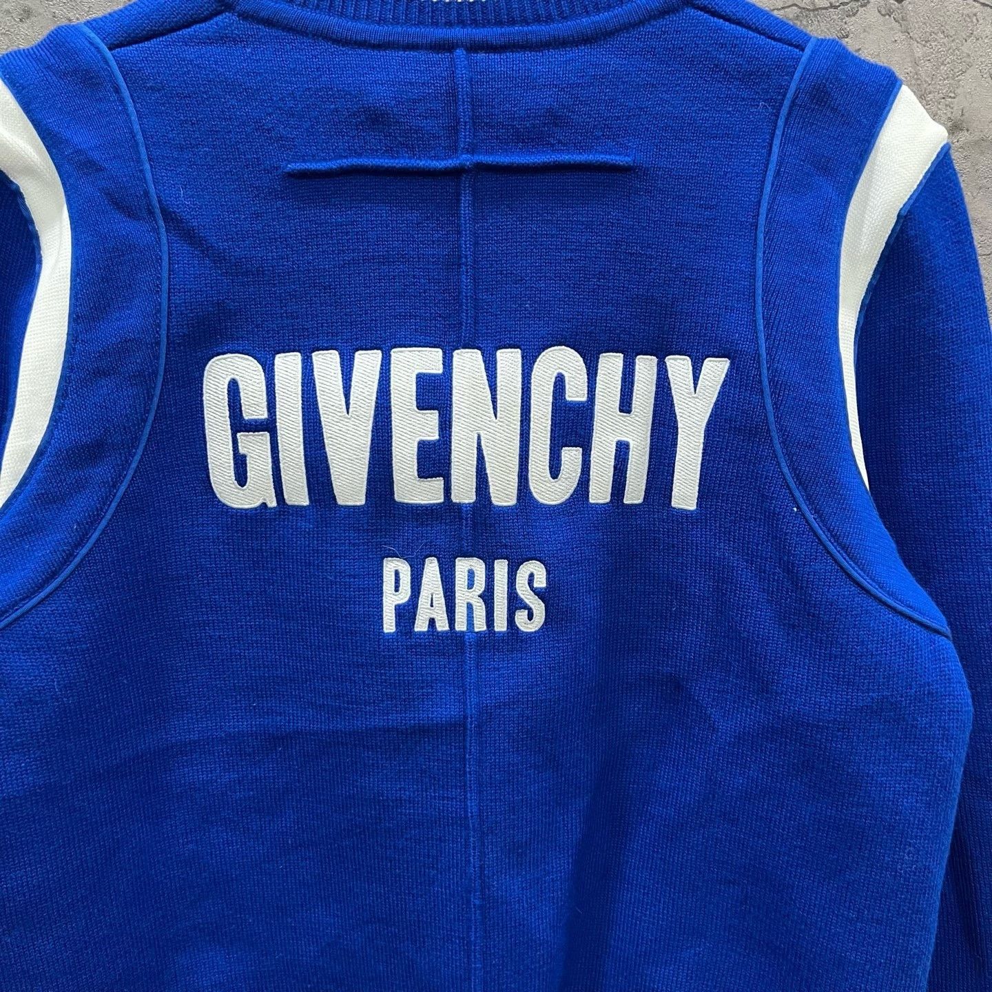 Givenchy Givenchy White Blue Wool Knit Baseball Jacket Size US S / EU 44-46 / 1 - 6 Thumbnail