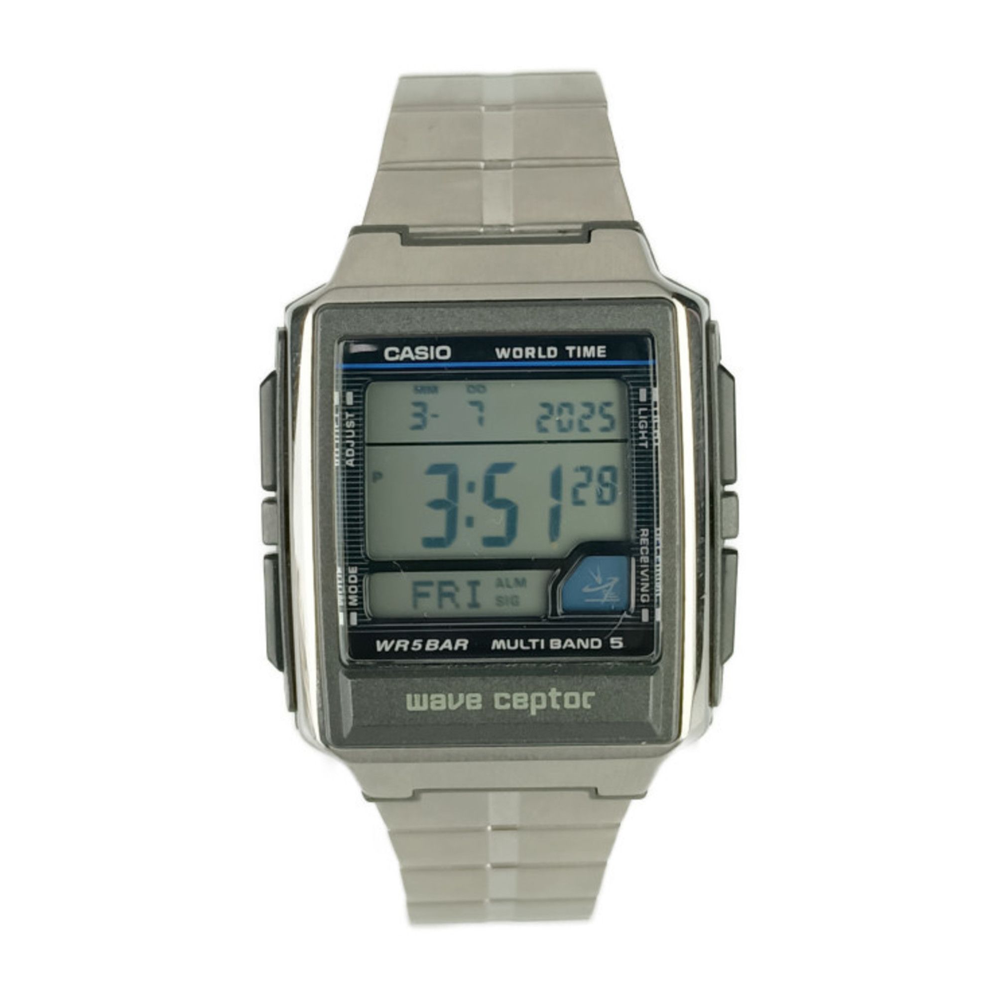 CASIO WAVE CEPTOR Wristwatch WV-59J Silver Stainless Steel Men\'s Digital Quartz Radio-controlled Watch