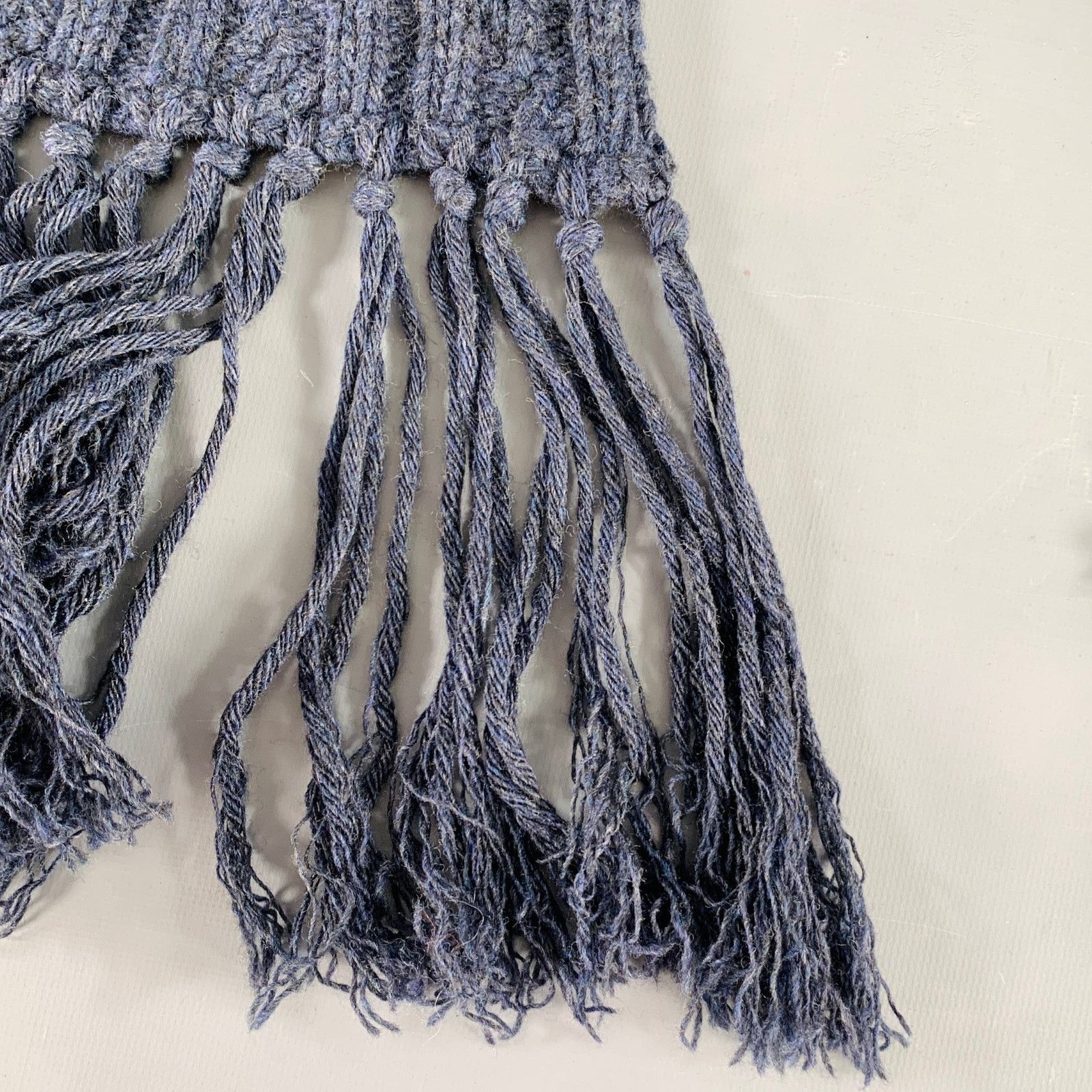 Vintage VINTAGE Navy Cable Knit Fringe Scarf Size ONE SIZE - 2 Thumbnail