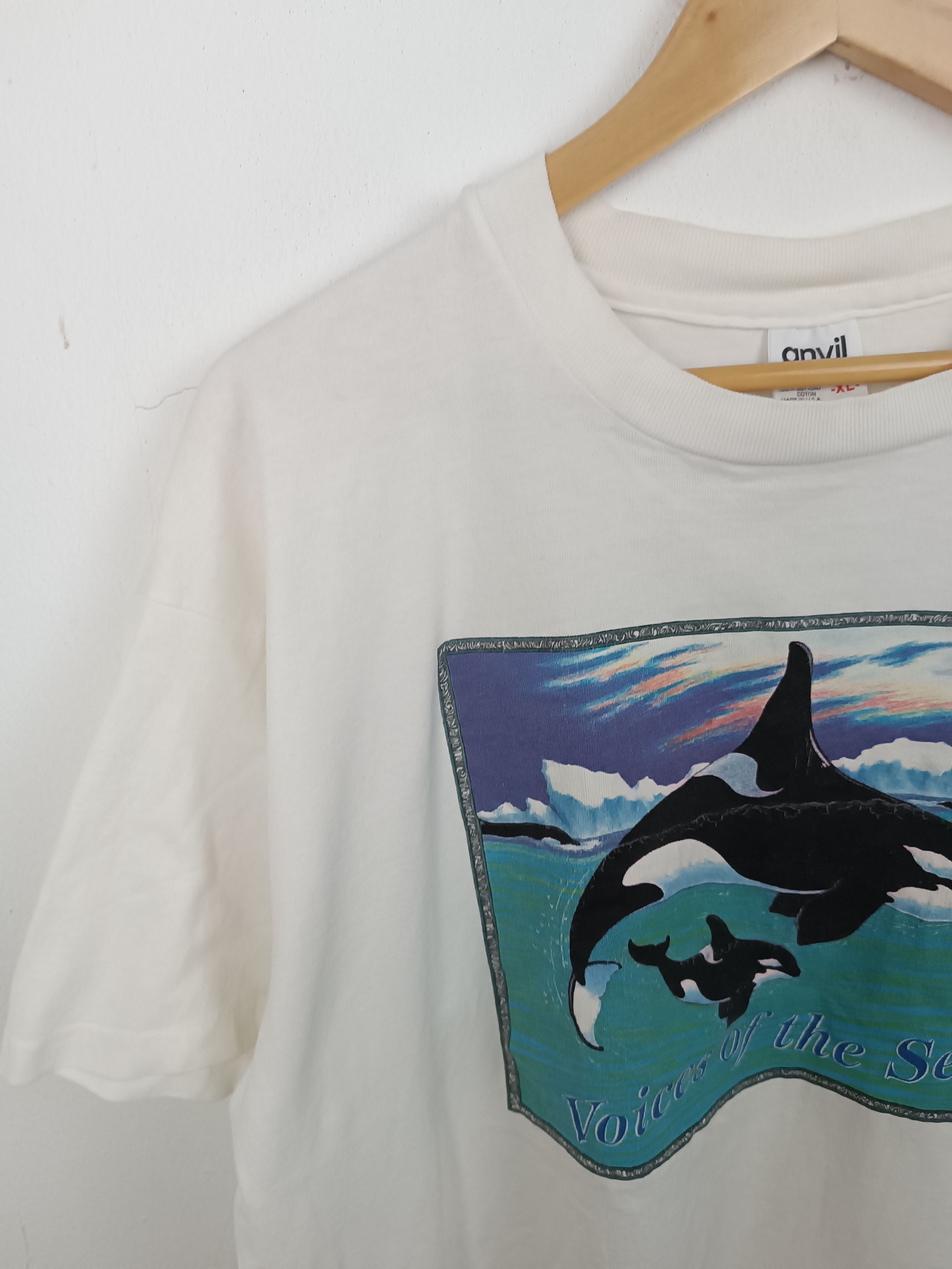 Vintage VINTAGE '94 VOICES OF THE SEA ORCA TEE FREE WILLY WHALE FISH Size US XL / EU 56 / 4 - 5 Thumbnail