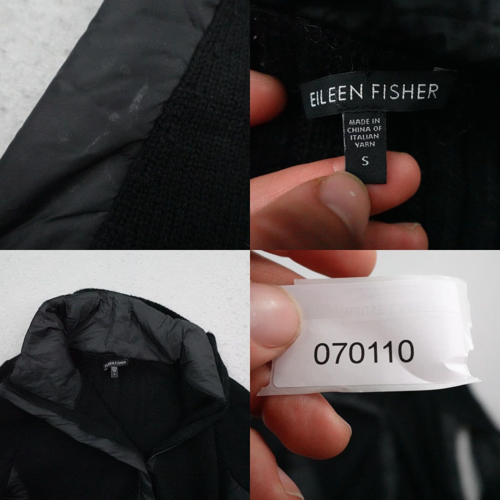 Eileen Fisher Eileen Fisher Jacket Womens Small Black Merino Wool Knit Quilted Hybrid Sweater Size S / US 4 / IT 40 - 9 Thumbnail
