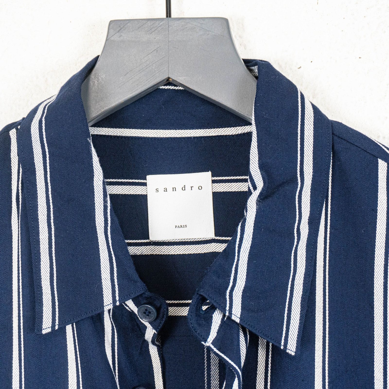 Sandro Sandro Paris Flow Striped Shirt button up Navy striped XL Size US XL / EU 56 / 4 - 5 Thumbnail