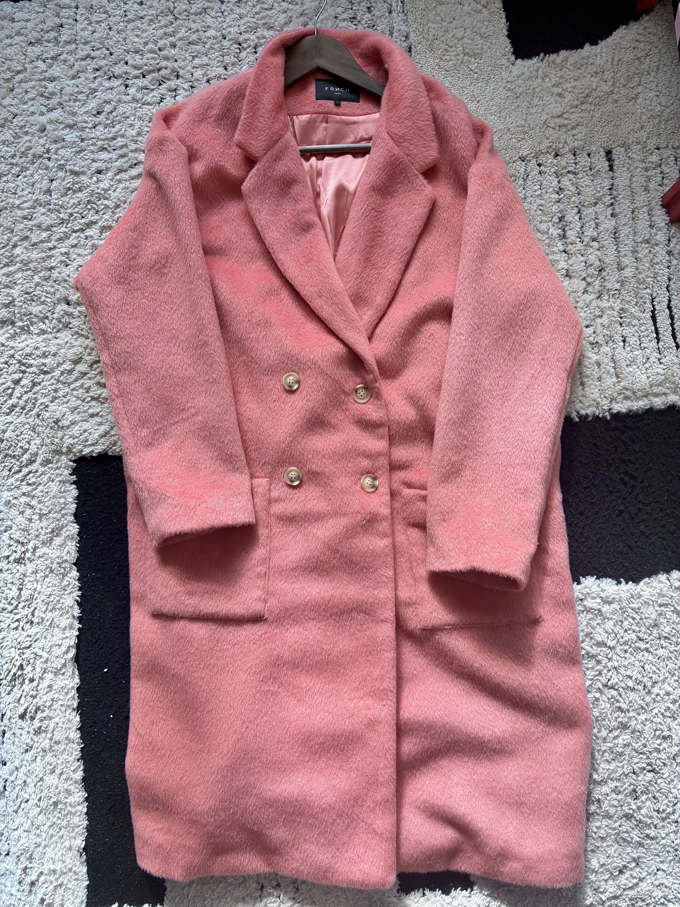 FRNCH FRNCH Paris Pink Wool Blend Long Coat Size L Size L / US 10 / IT 46 - 1 Thumbnail