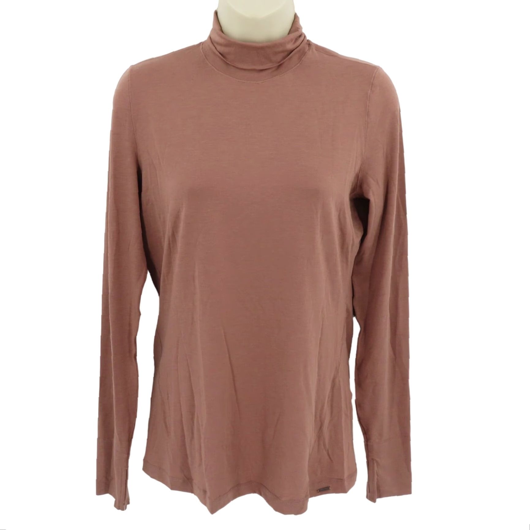 Vintage CRZ Yoga Shirt Long Sleeve Turtleneck Brown Womens Small 4/6 Thumb Holes NEW Size S / US 4 / IT 40 - 2 Thumbnail
