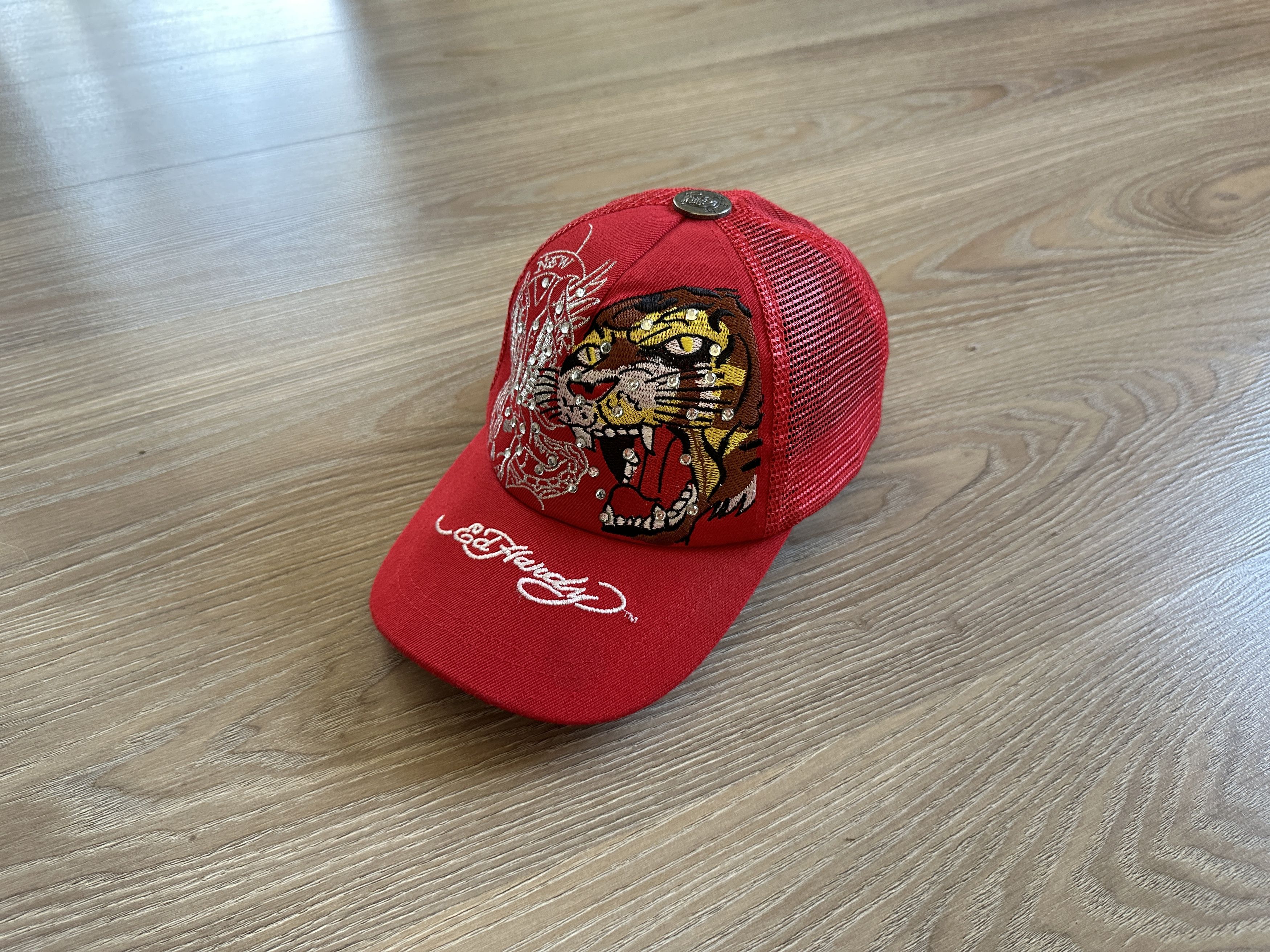 Christian Audigier × Ed Hardy × Vintage Vintage Ed Hardy Brown Cap Trucker Size ONE SIZE - 1 Thumbnail