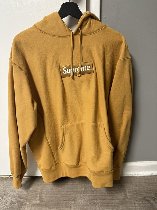 Supreme mustard on sale box logo hoodie