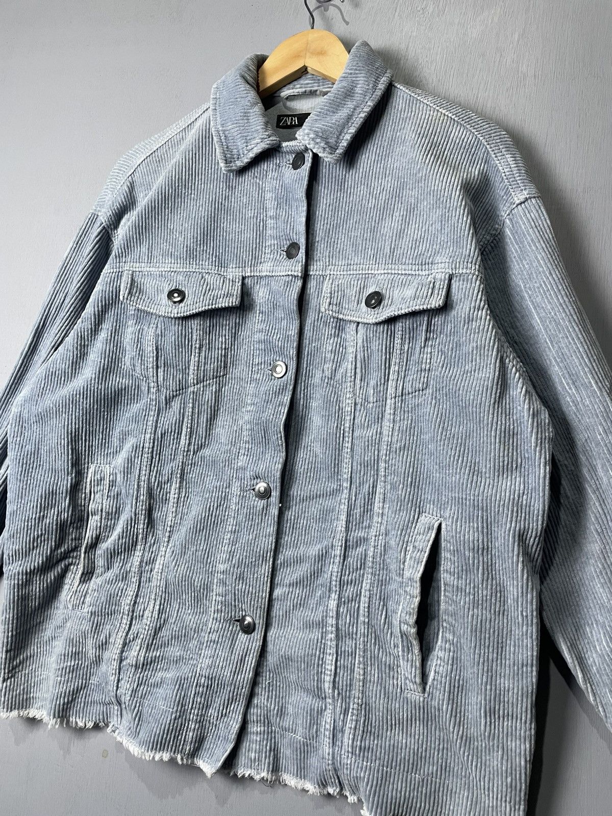 Zara ZARA pale blue button up Corduroy jacket Size XS / US 0-2 / IT 36-38 - 4 Thumbnail