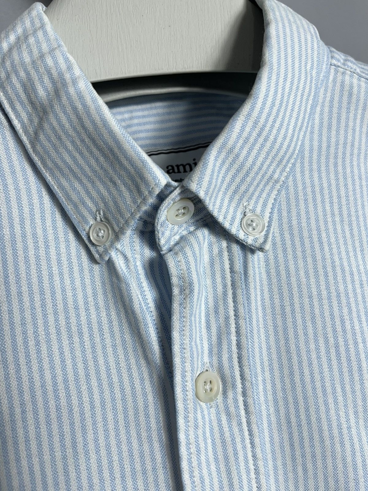 AMI Ami Shirt Button Down Striped Mens Blue Long Sleeve Size US S / EU 44-46 / 1 - 4 Thumbnail