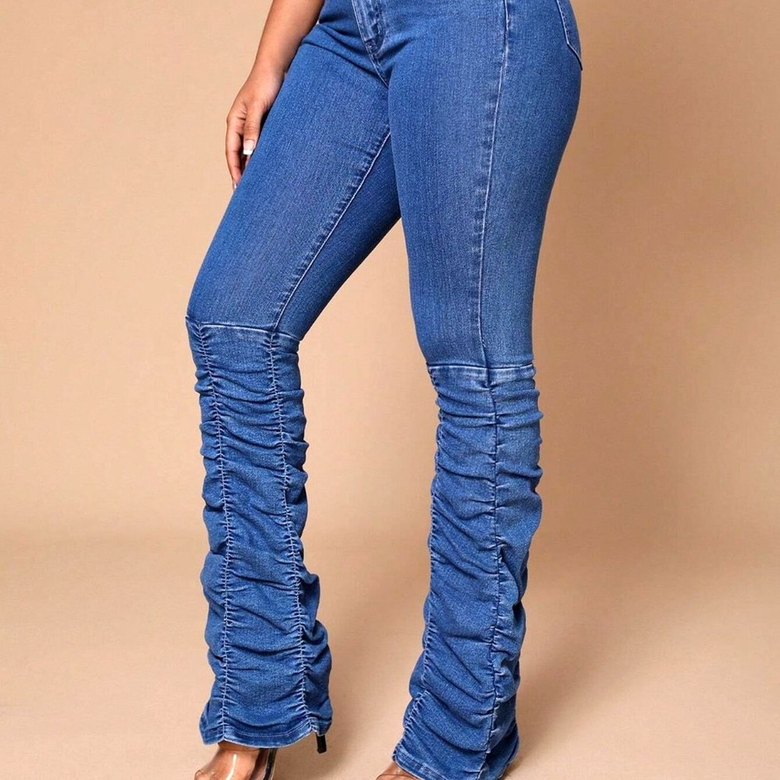 Other Womens Medium Wash Stacked Ruched Jeans 28 x 32 Size 28" / US 6 / IT 42 - 7 Thumbnail