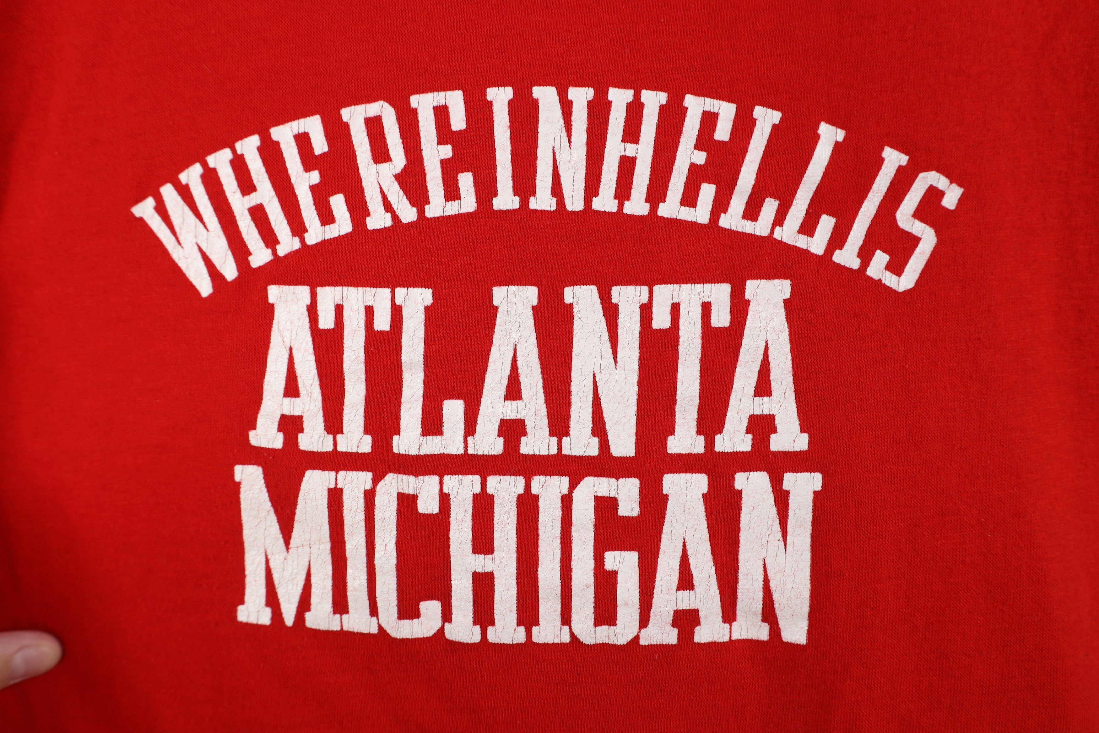 Vintage Vintage 70s In Hell Is Atlanta Michigan T-Shirt Red USA Size US L / EU 52-54 / 3 - 4 Thumbnail