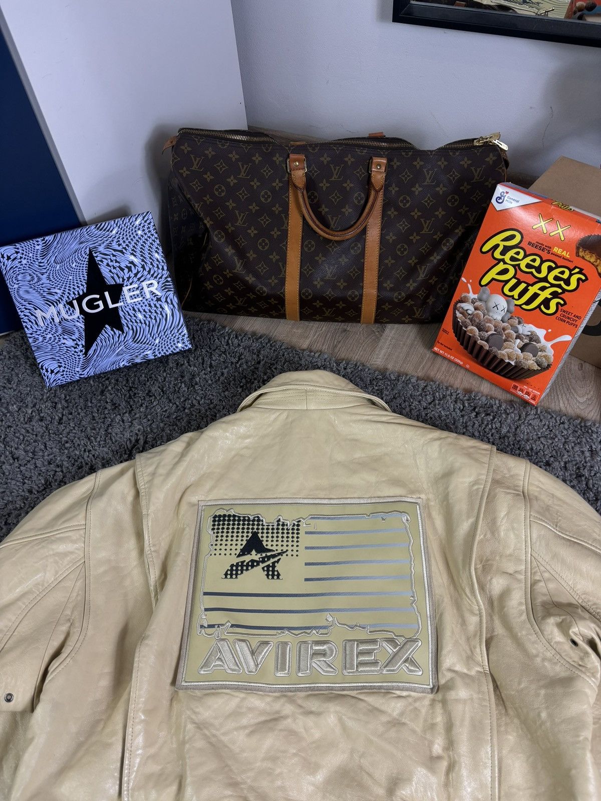 Avirex 🔥VINTAGE VARSITY LEATHER JACKET AVIREX USA FLAG BIG LOGO Size US XL / EU 56 / 4 - 9 Thumbnail