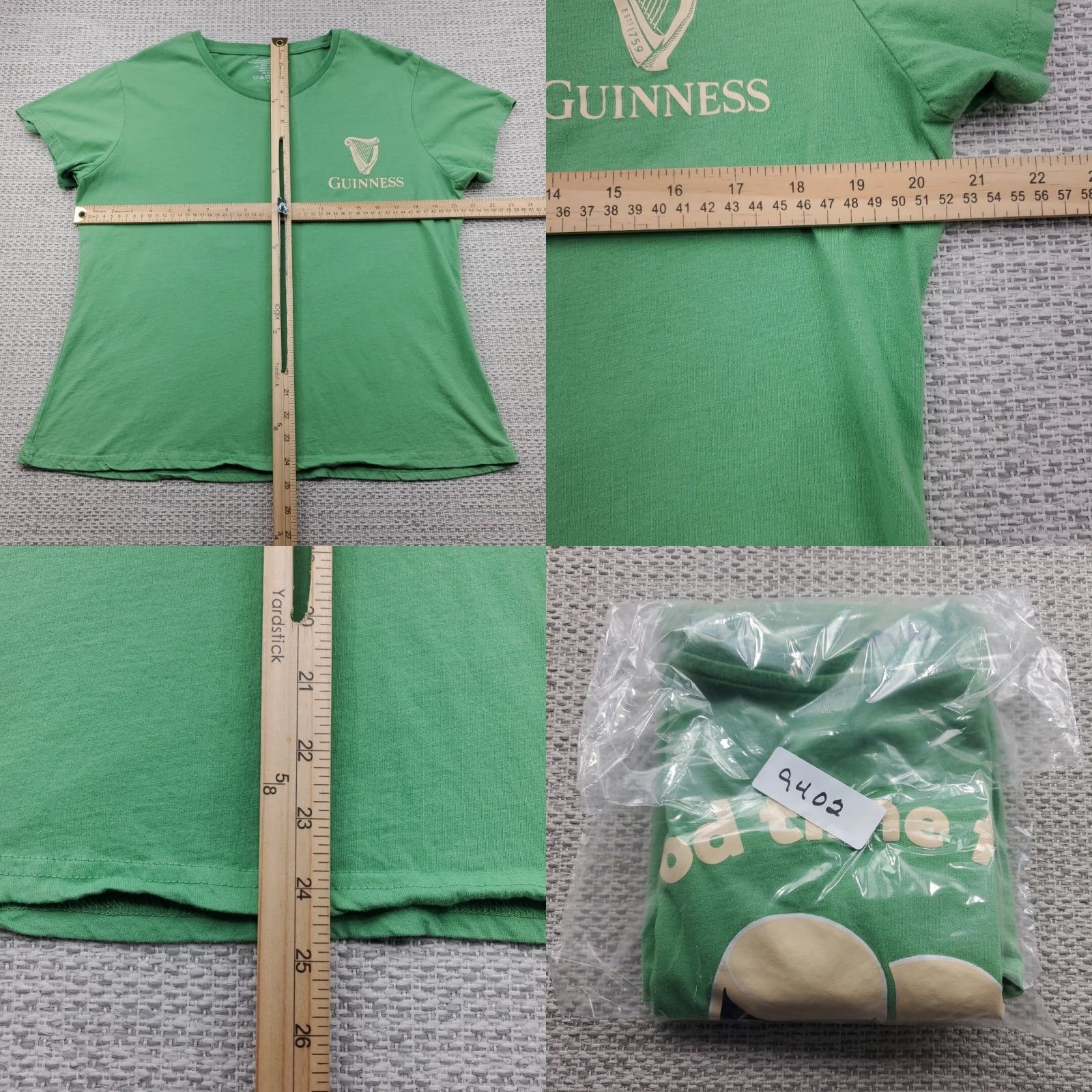 Vintage Guinness T-Shirt Womens Large L Green Beer Irish Casual Knit 100% Cotton Short Sleeve Cap Sleeve Regular Fit Size L / US 10 / IT 46 - 8 Thumbnail