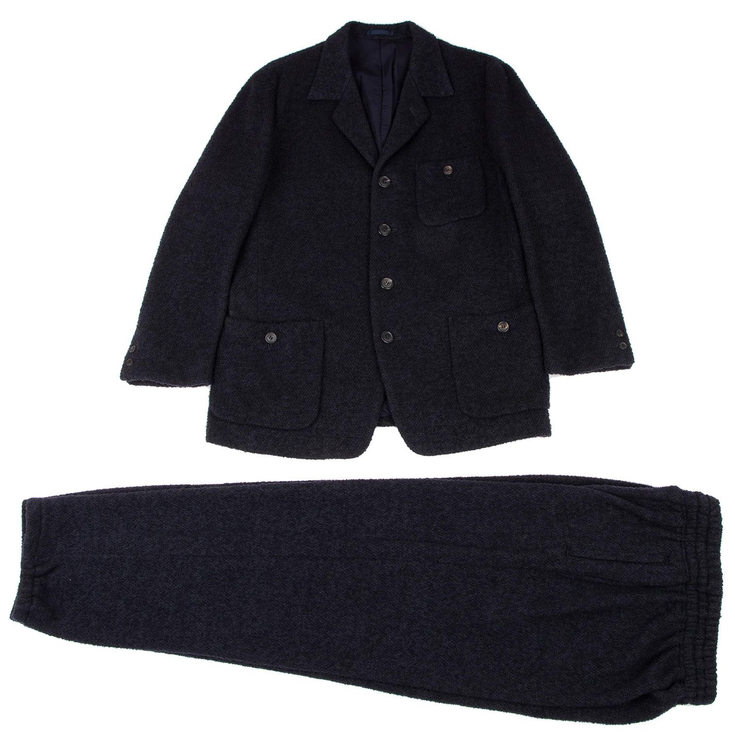 Issey Miyake Wool Blend Knit Suit Set in Navy, Size L Size US L / EU 52-54 / 3 - 1 Thumbnail