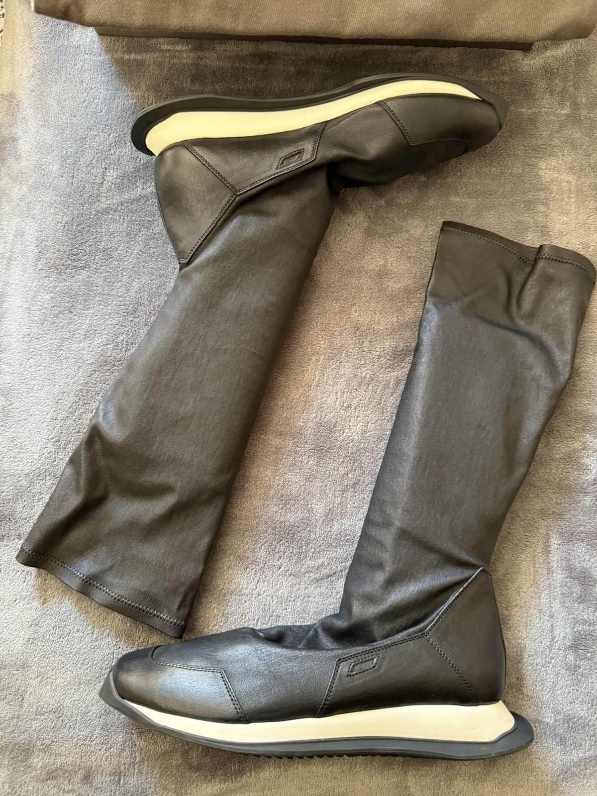 Rick Owens Rick Owens Leather Sock Runner Size US 7 / EU 40 - 1 Thumbnail