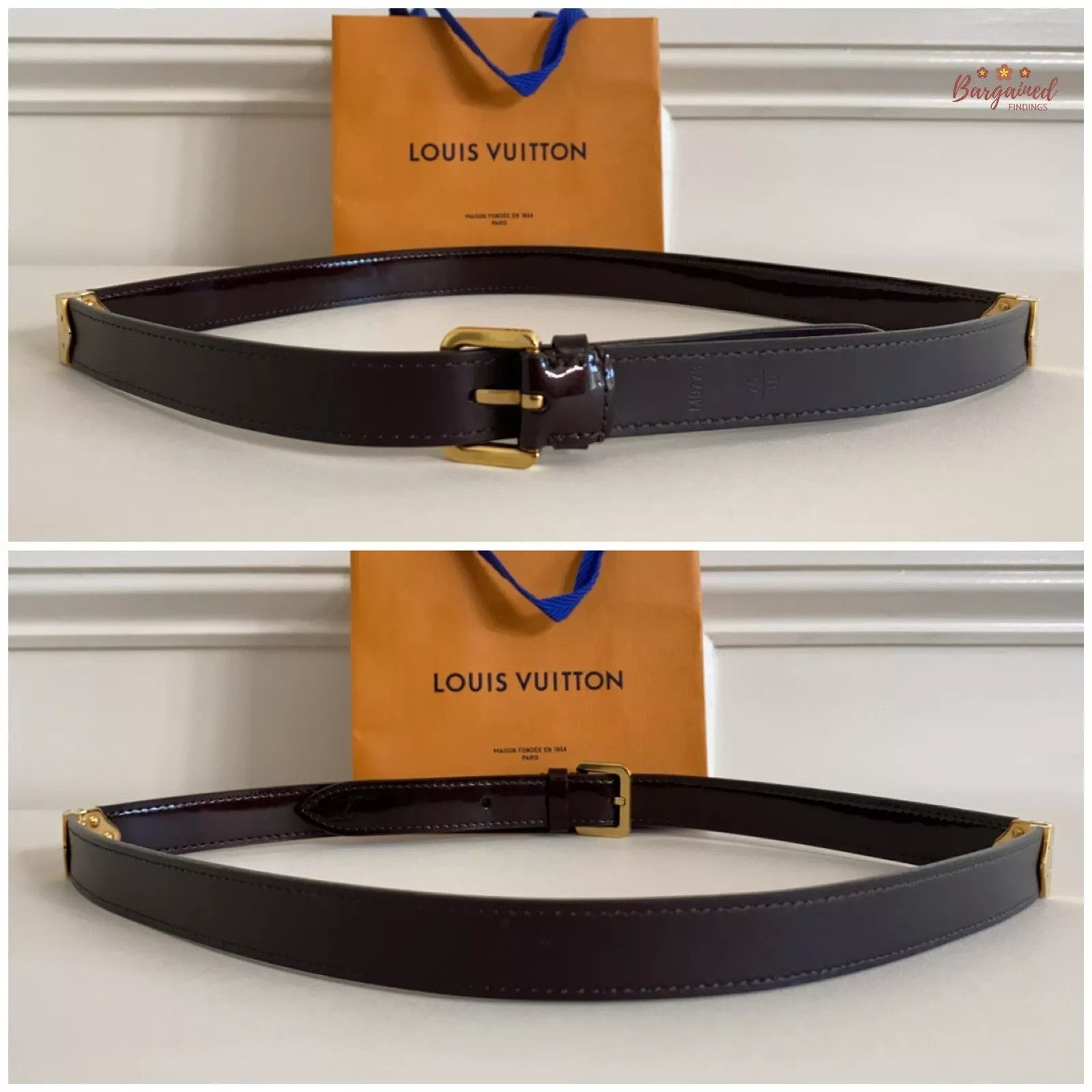 Louis Vuitton Louis Vuitton Amaranto Monogram Vernis Leather Gold Belt Size ONE SIZE - 4 Thumbnail