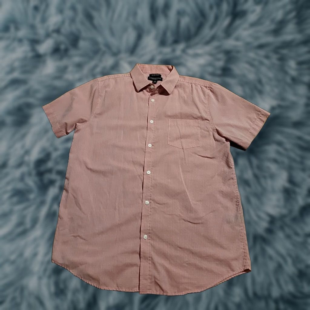London Fog London Fog Button-Up Shirt Pink Slimfit Short Sleeve Pocket Mens M Cotton Blend Blnd Brand New Size US M / EU 48-50 / 2 - 1 Thumbnail